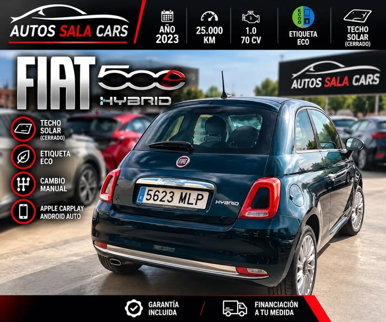 Fiat 500 Monotrim 1.0 Hybrid 51KW (70 CV) Azul - 2