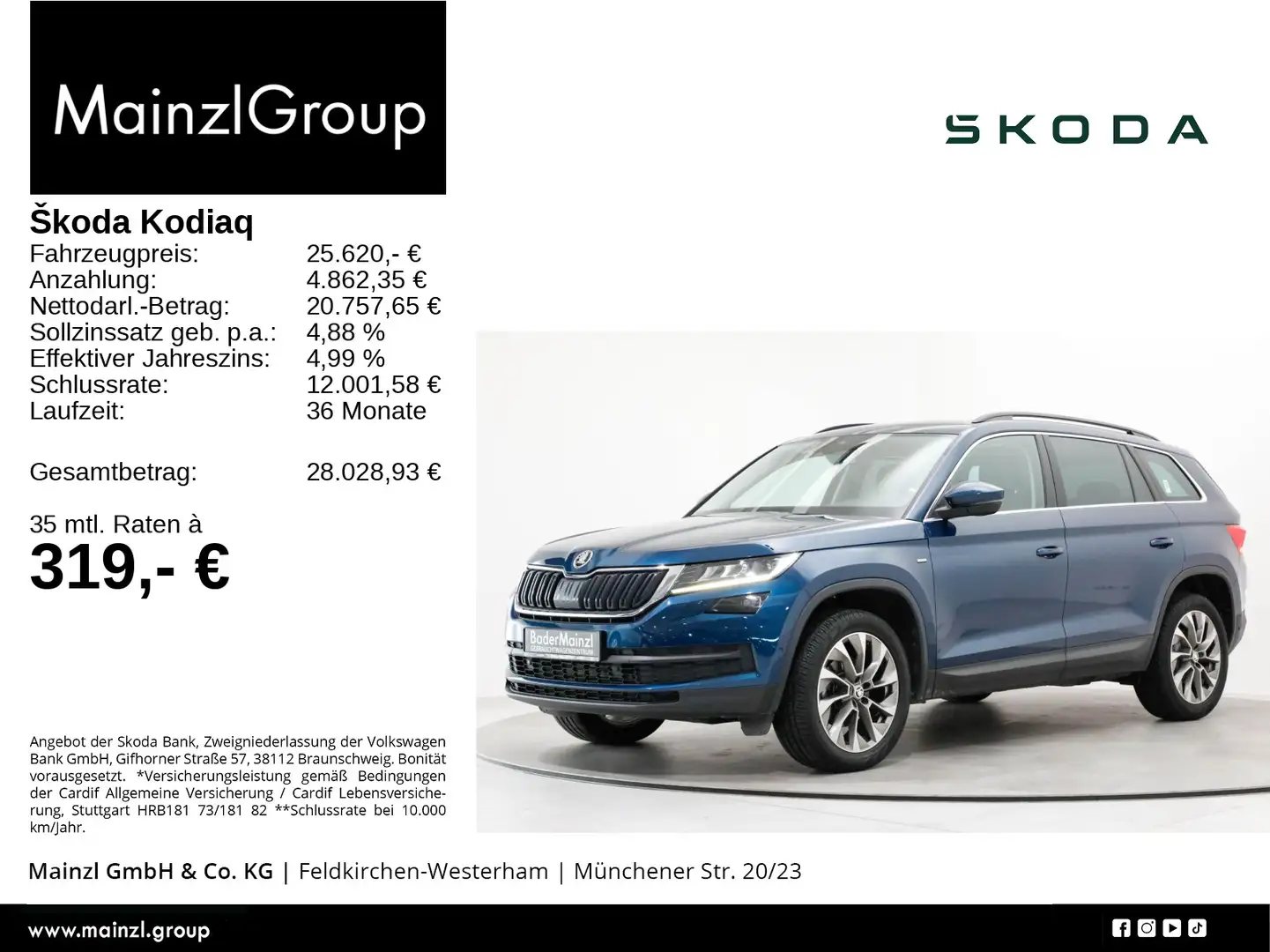 Skoda Kodiaq 1.5 TSI DSG Clever AHK Navi LED ACC 2xPDC Blau - 1