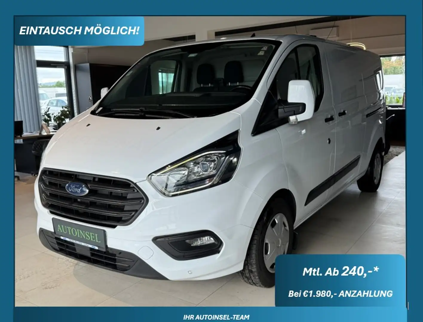 Ford Transit Custom 340 L2H1 2 Schiebetüren Weiß - 1