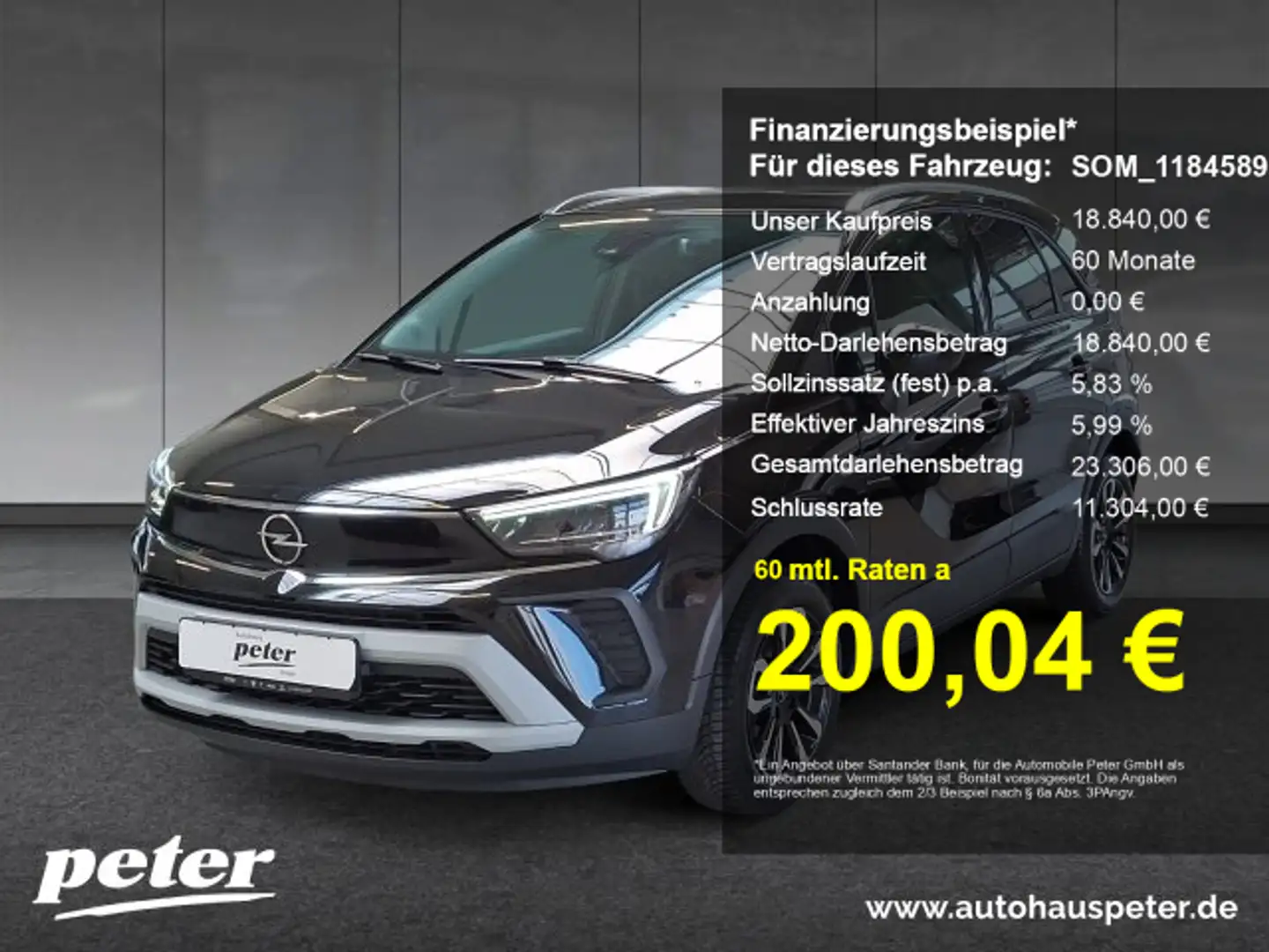 Opel Crossland Crossland 1.2 Turbo Elegance Automatik 130PS Noir - 1