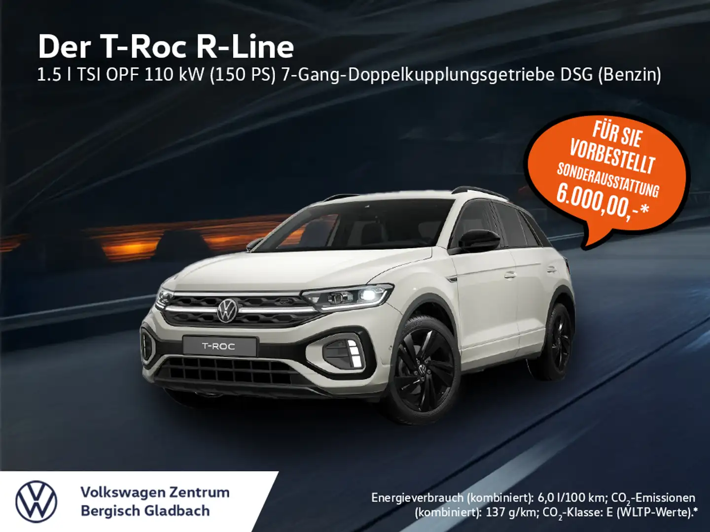 Volkswagen T-Roc R-Line 1,5 TSI DSG *TOP AUSSTATTUNG* LED NAVI AHK Grau - 1