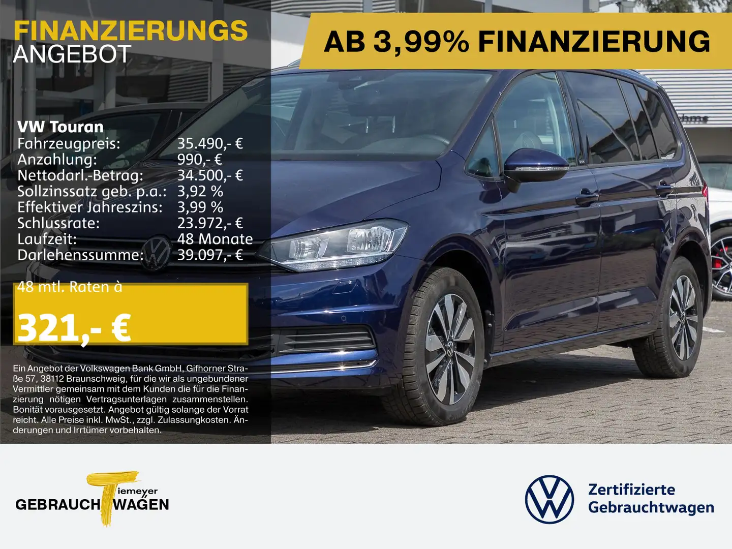Volkswagen Touran 1.5 TSI DSG MOVE 7SITZE AHK ASSIST KAMERA Blau - 1