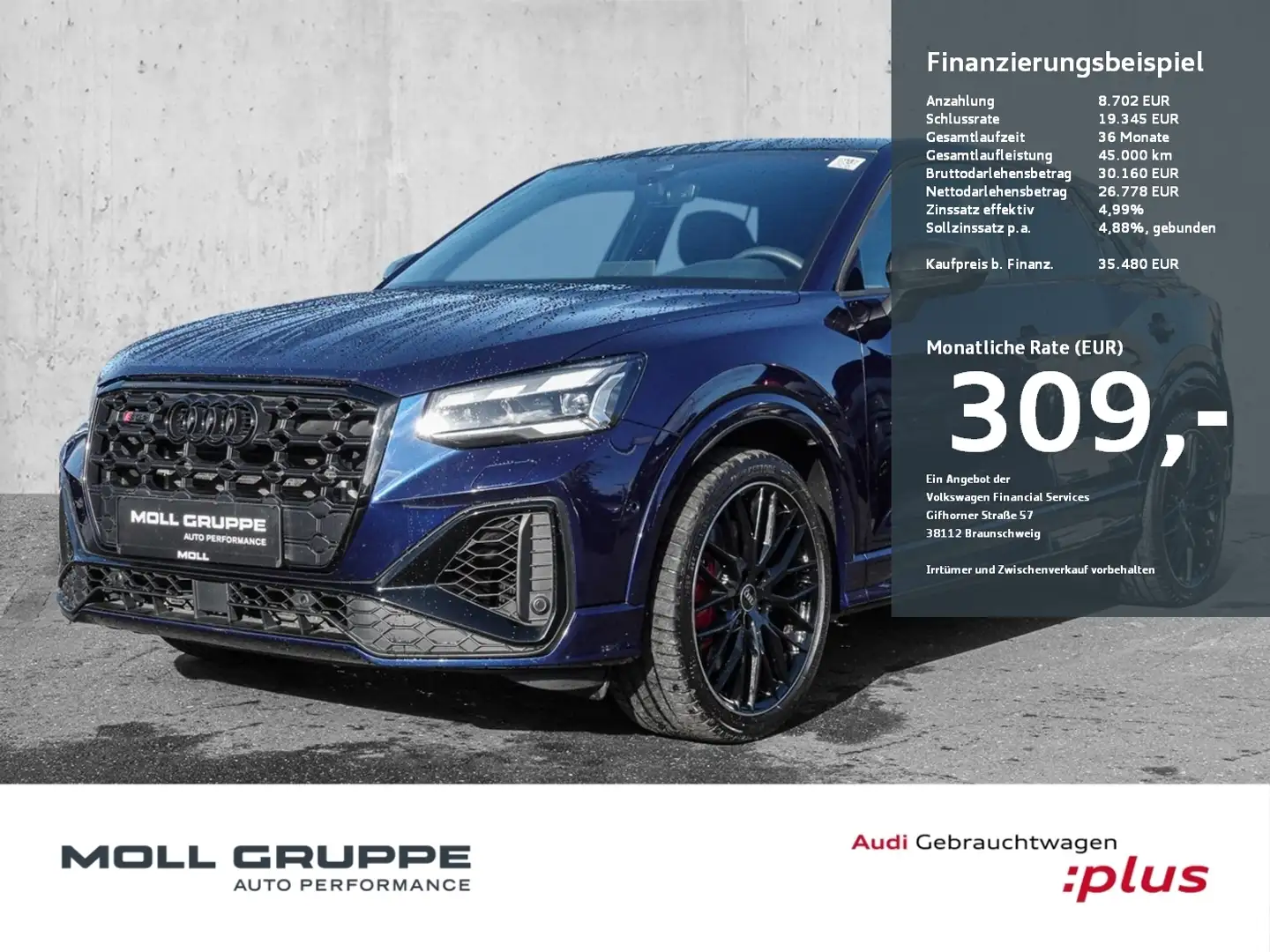 Audi SQ2 TFSI S tronic Sonos Virtuell LED Blau - 1