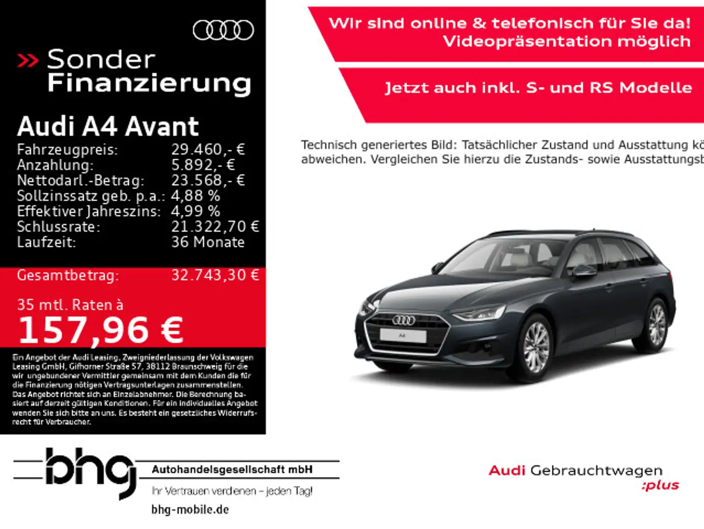 Audi A4 30 TDI S tronic Grau - 1
