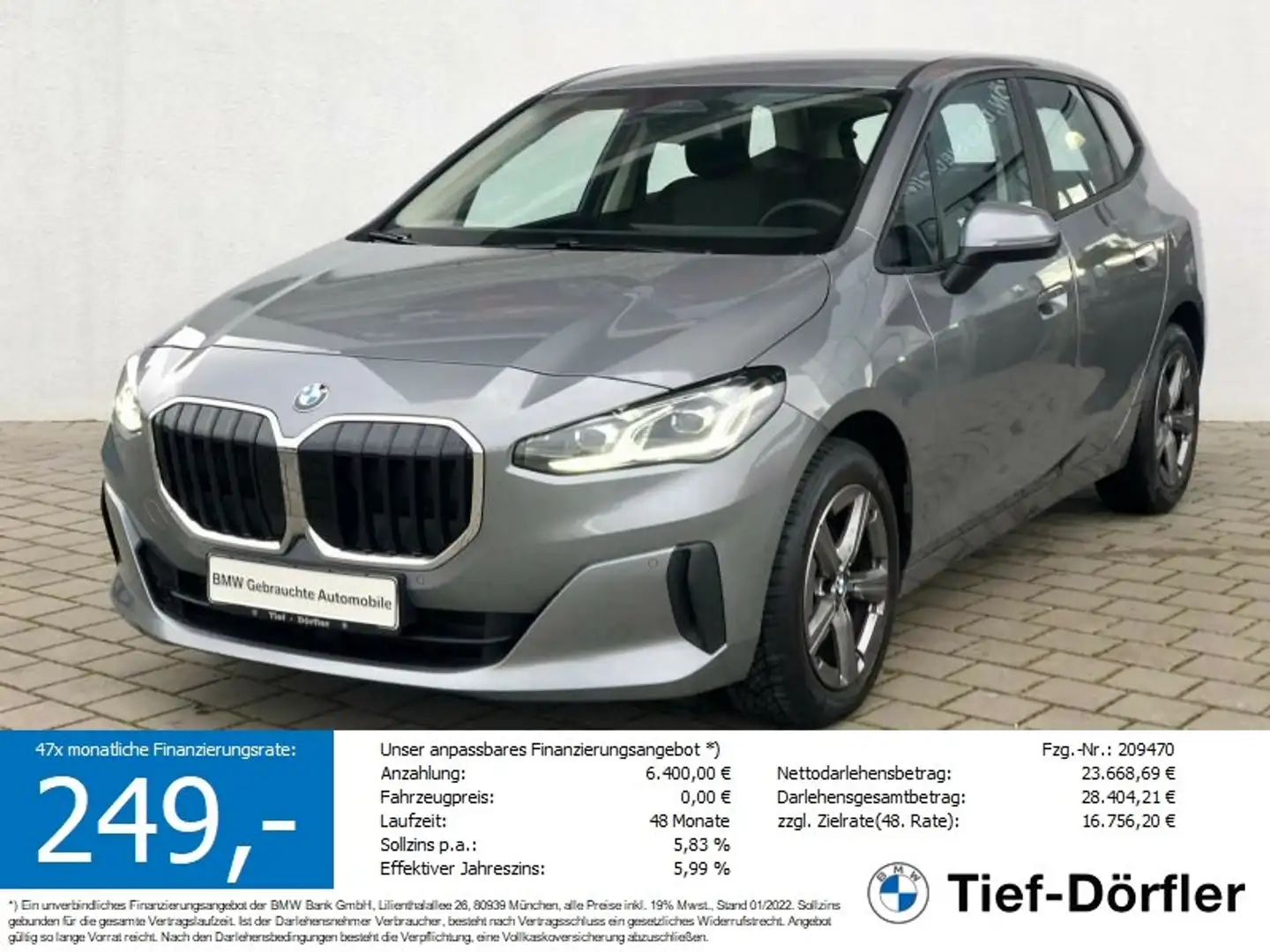 BMW 218 i Active Tourer DKG AdapLED/DAB/CAM/SH Grau - 1