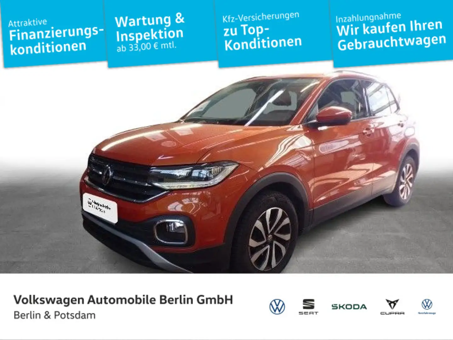 Volkswagen T-Cross 1.0 TSI Active DSG Navi LED ACC APP SHZG Orange - 1