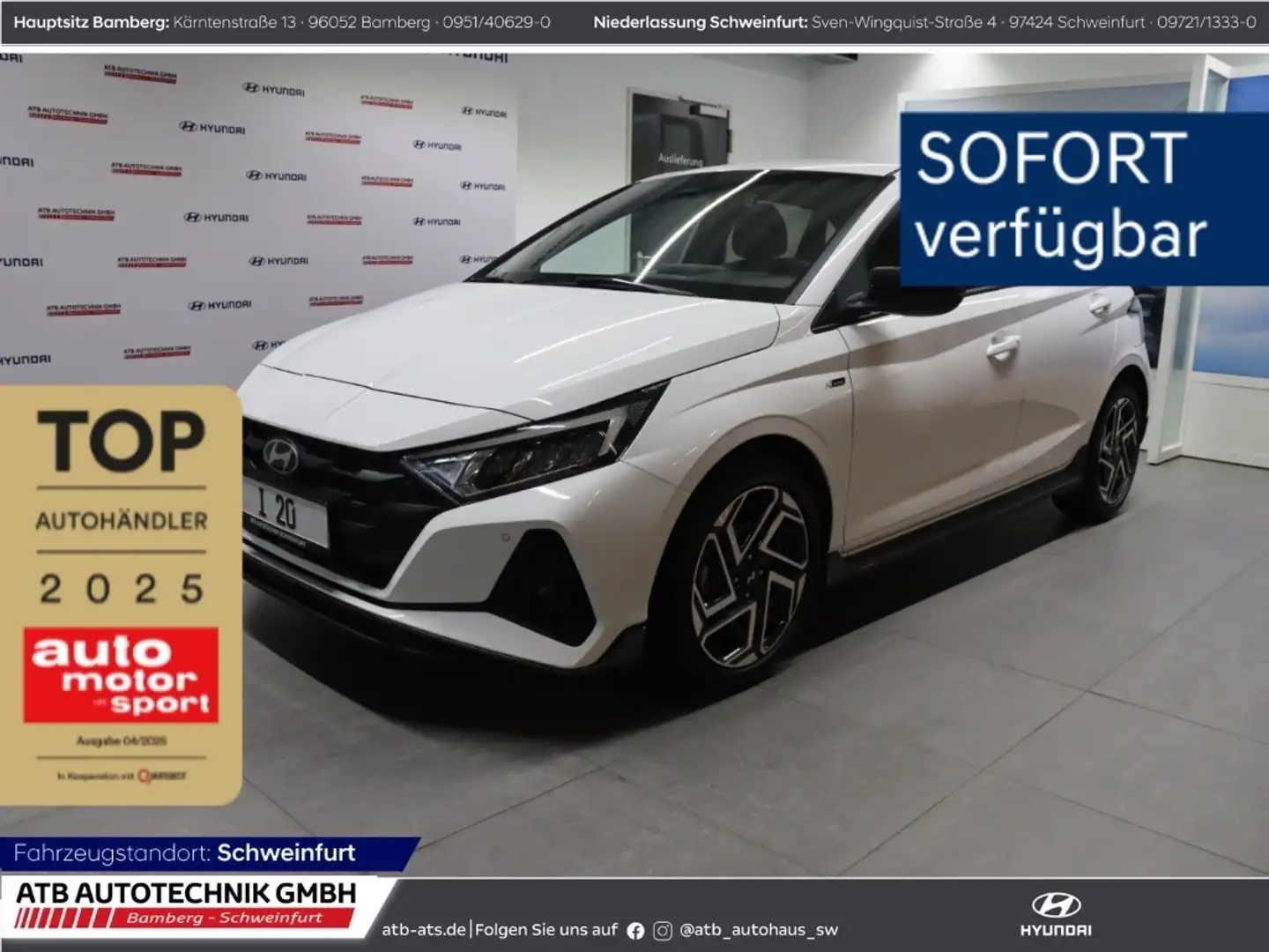 Hyundai i20 N Line MY25 1.0 T-GDI 6-MT 2WD Smartpaket Alb - 1