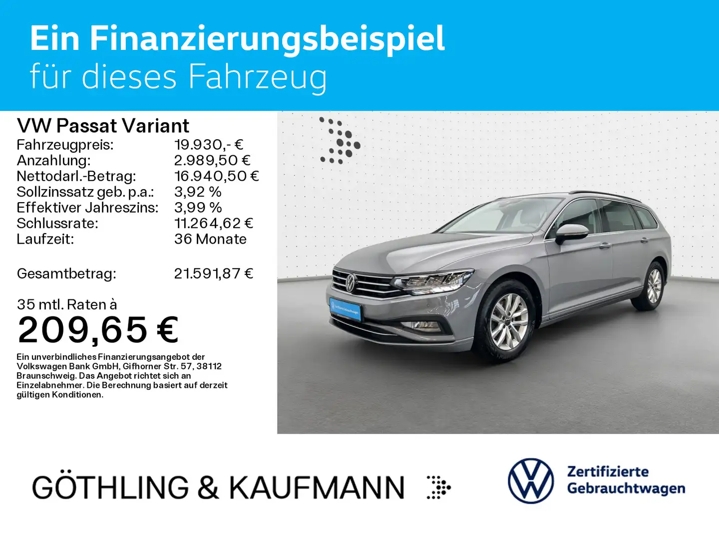 Volkswagen Passat Variant Business 2.0 TDI DSG*NAVI*KAM*Ass Grau - 2