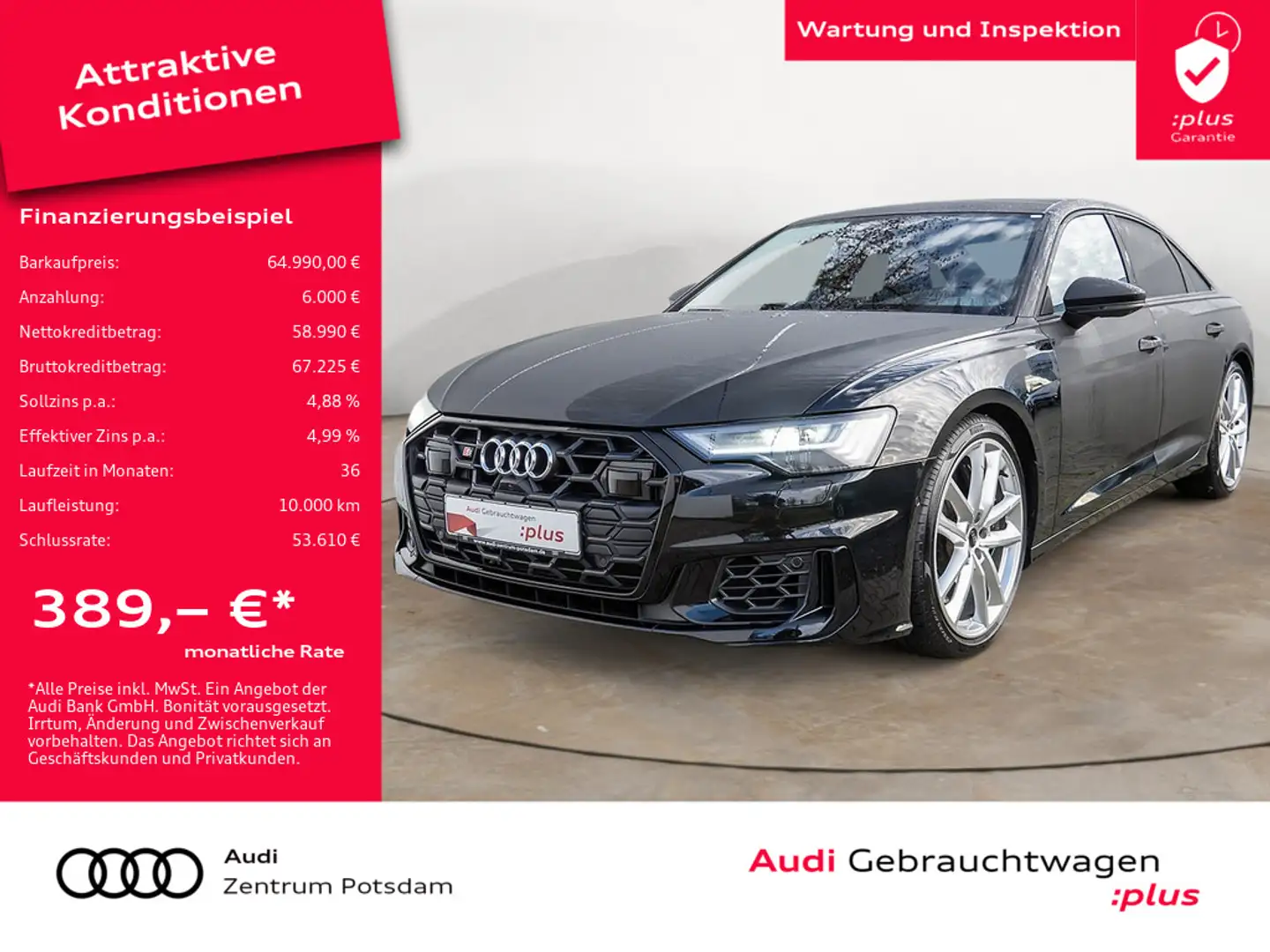 Audi S6 TDI quattro MATRIX NAVI AHK B&O PANO ACC Schwarz - 1