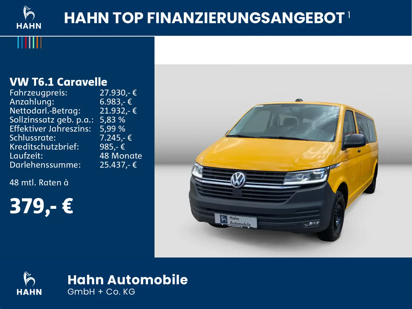 Volkswagen T6.1 Caravelle lang 2.0TDI 8-Sitzer AHK LED Navi Žlutá - 2