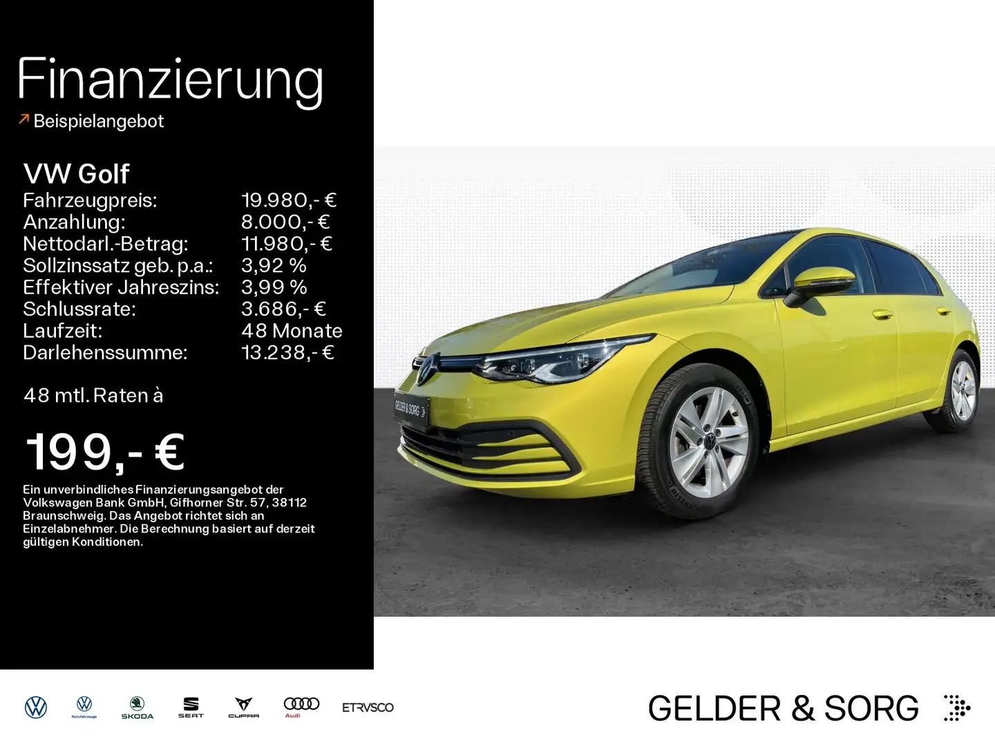 Volkswagen Golf Life 1.5 TSI Stand*Matrix*Digital*Pano*Navi Jaune - 1