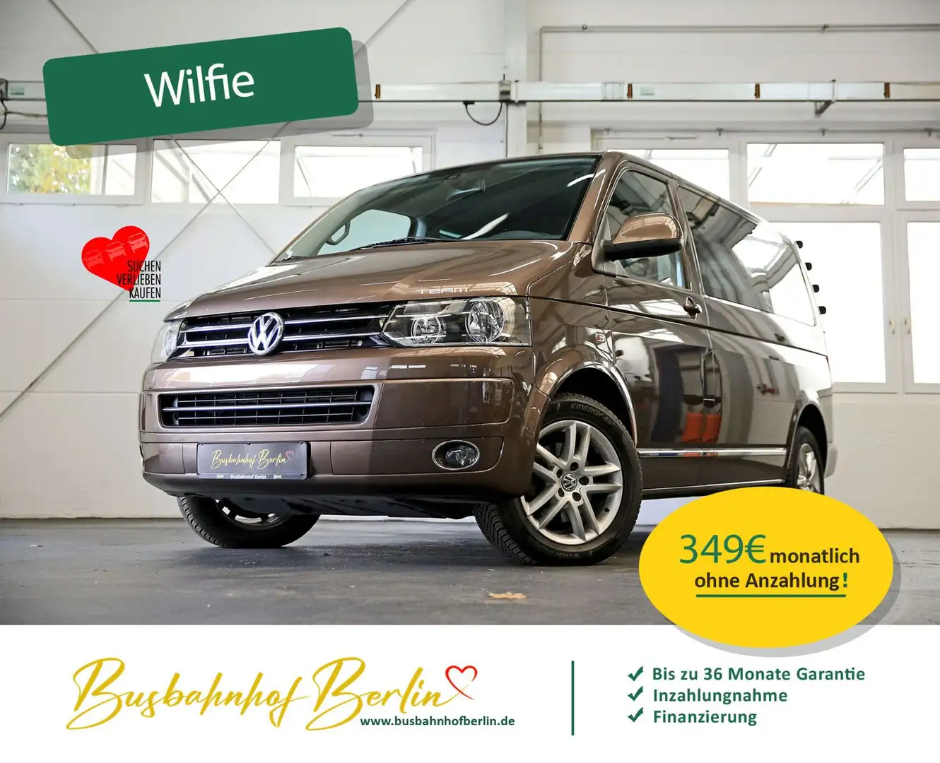 Volkswagen T5 Multivan Team große Klima Tempomat PDC MFL Brun - 1