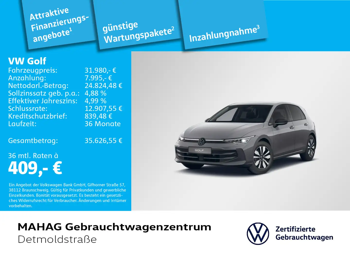 Volkswagen Golf VIII 1.5 eTSI GOAL Navi IQ.LIGHT AHK Kamera Grau - 1