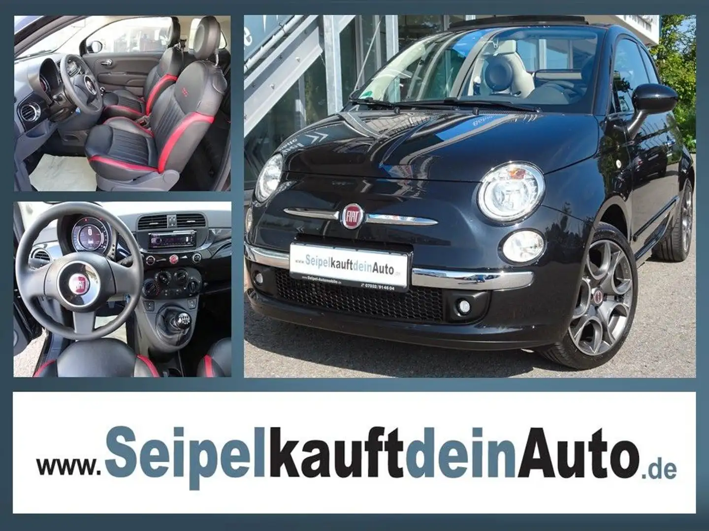 Fiat 500C Lounge*Leder*Klima*PDC*Original 26.000 km* Schwarz - 1