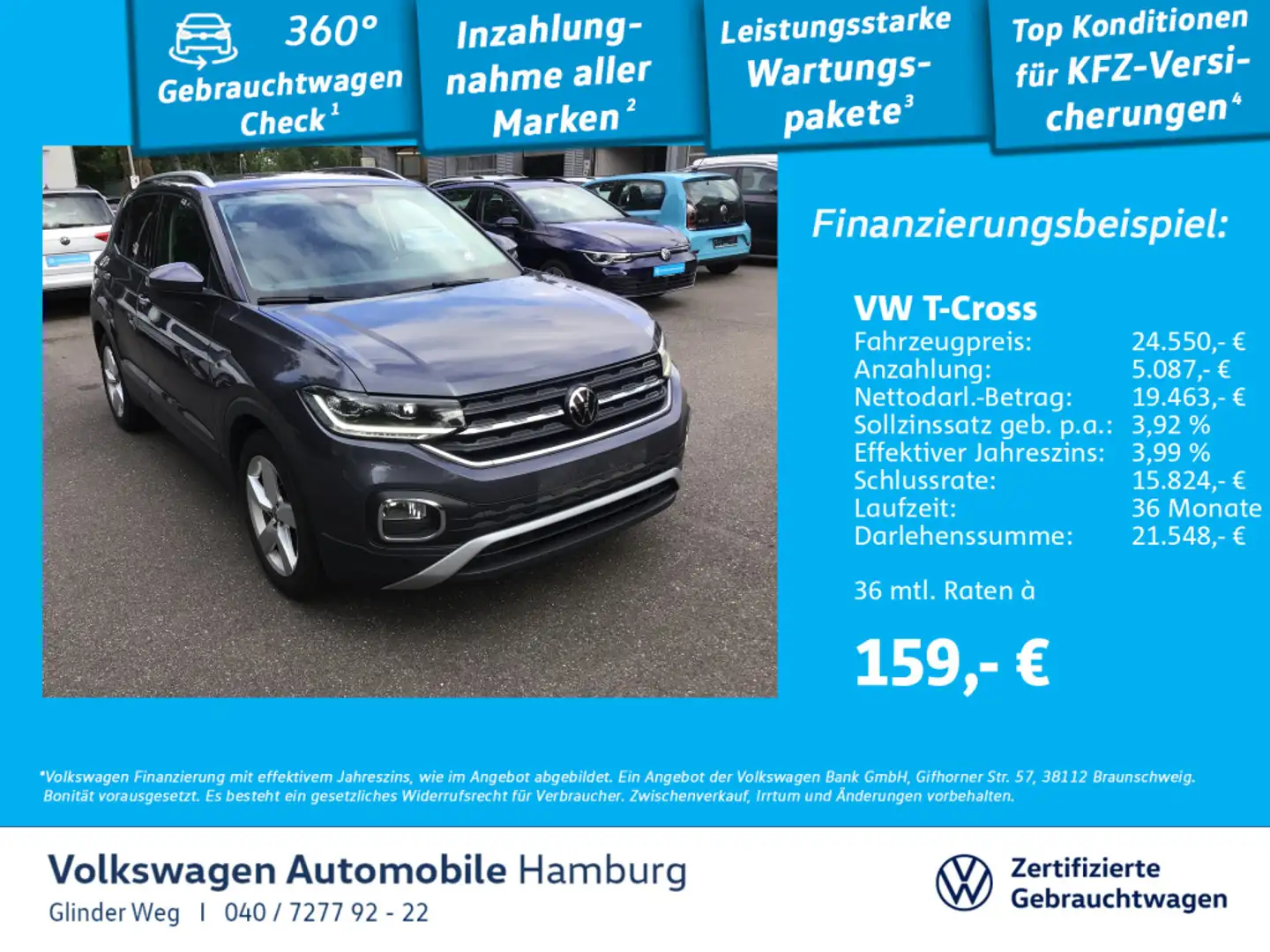 Volkswagen T-Cross 1.0 TSI DSG Style AHK AppConnect LED-Sch Grau - 1