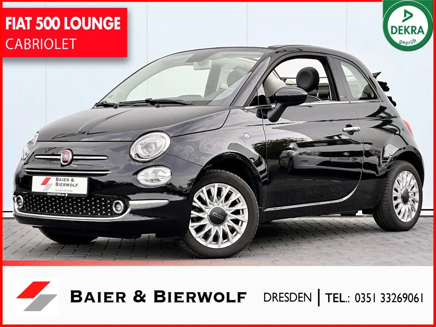 Fiat 500C 1.2 8V Lounge CABRIO KLIMA NAVI MUFU DAB Schwarz - 1