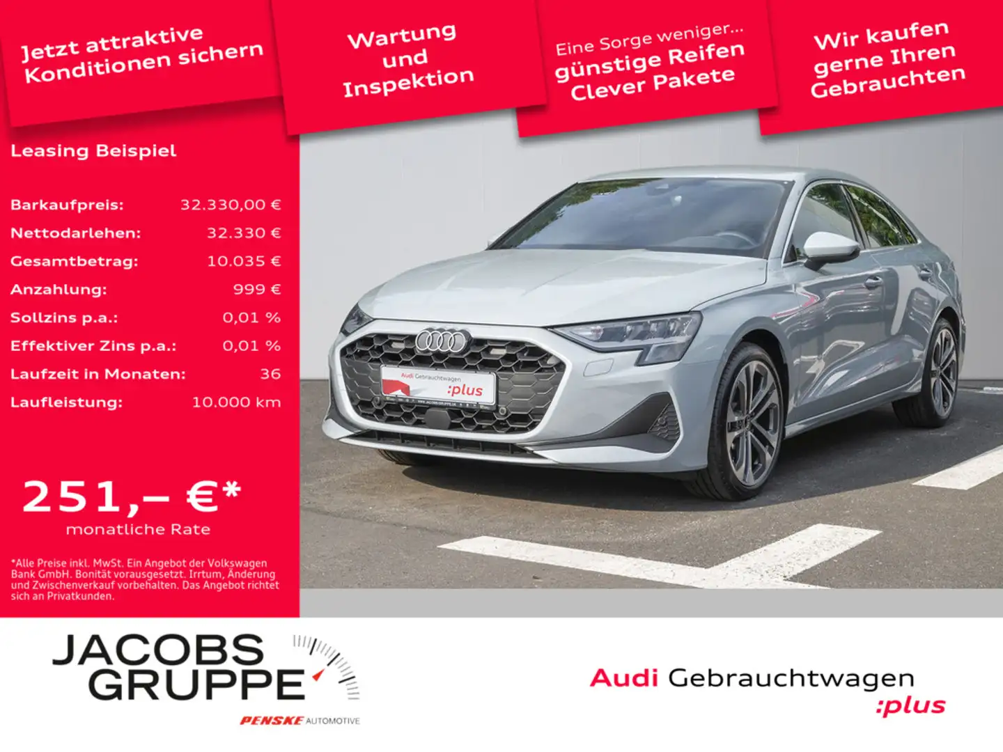 Audi A3 Limousine 30 TFSI S-tronic Kamera, Sitzhei Grau - 1