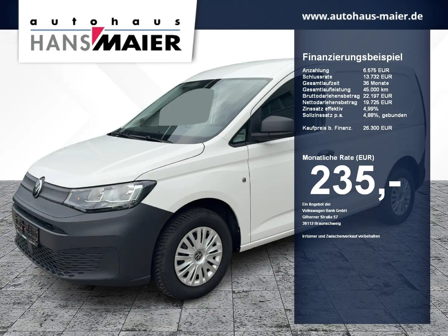 Volkswagen Caddy Cargo Basis Vw Connect GJR SH Klima Weiß - 1