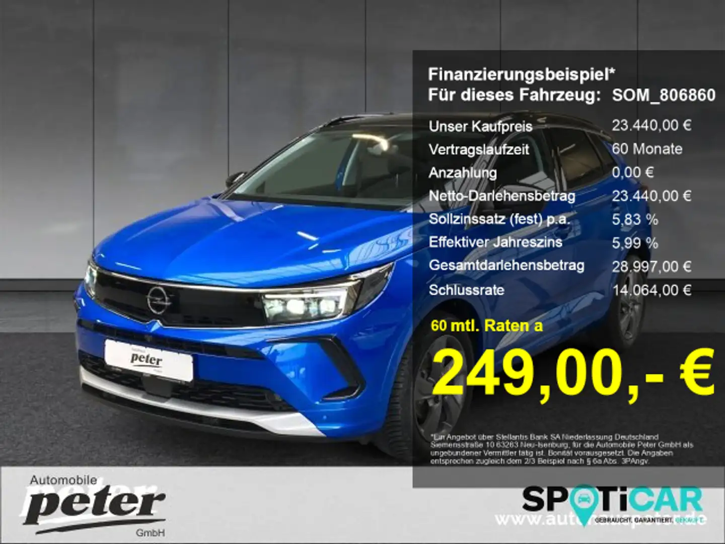 Opel Grandland Grandland 1.2 Turbo Elegance Klimaautomatik Alcant Blau - 1