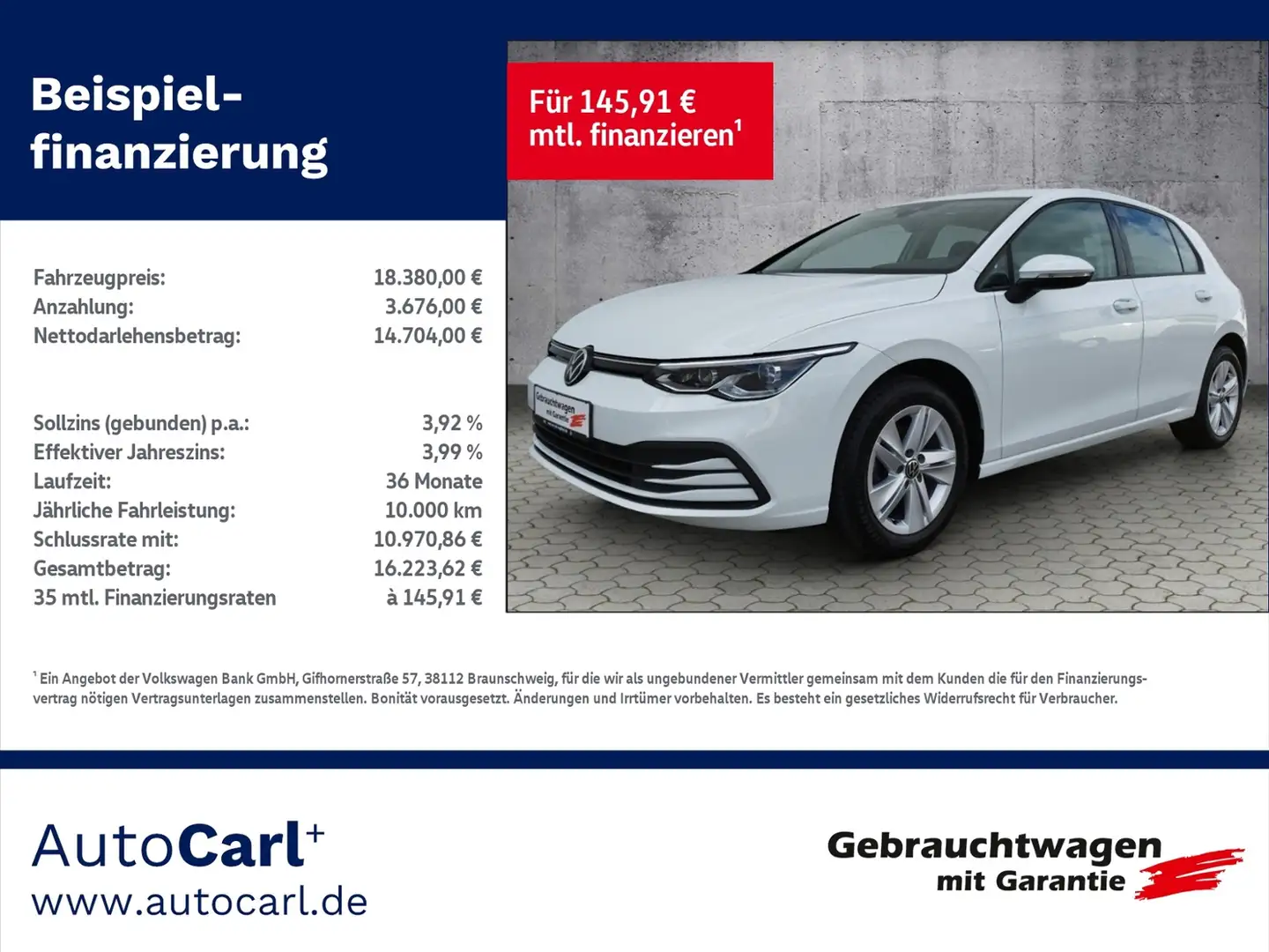 Volkswagen Golf VIII Life 2.0 TDI BusinessPre./LED/NAV/SHZ KLIMA Weiß - 1
