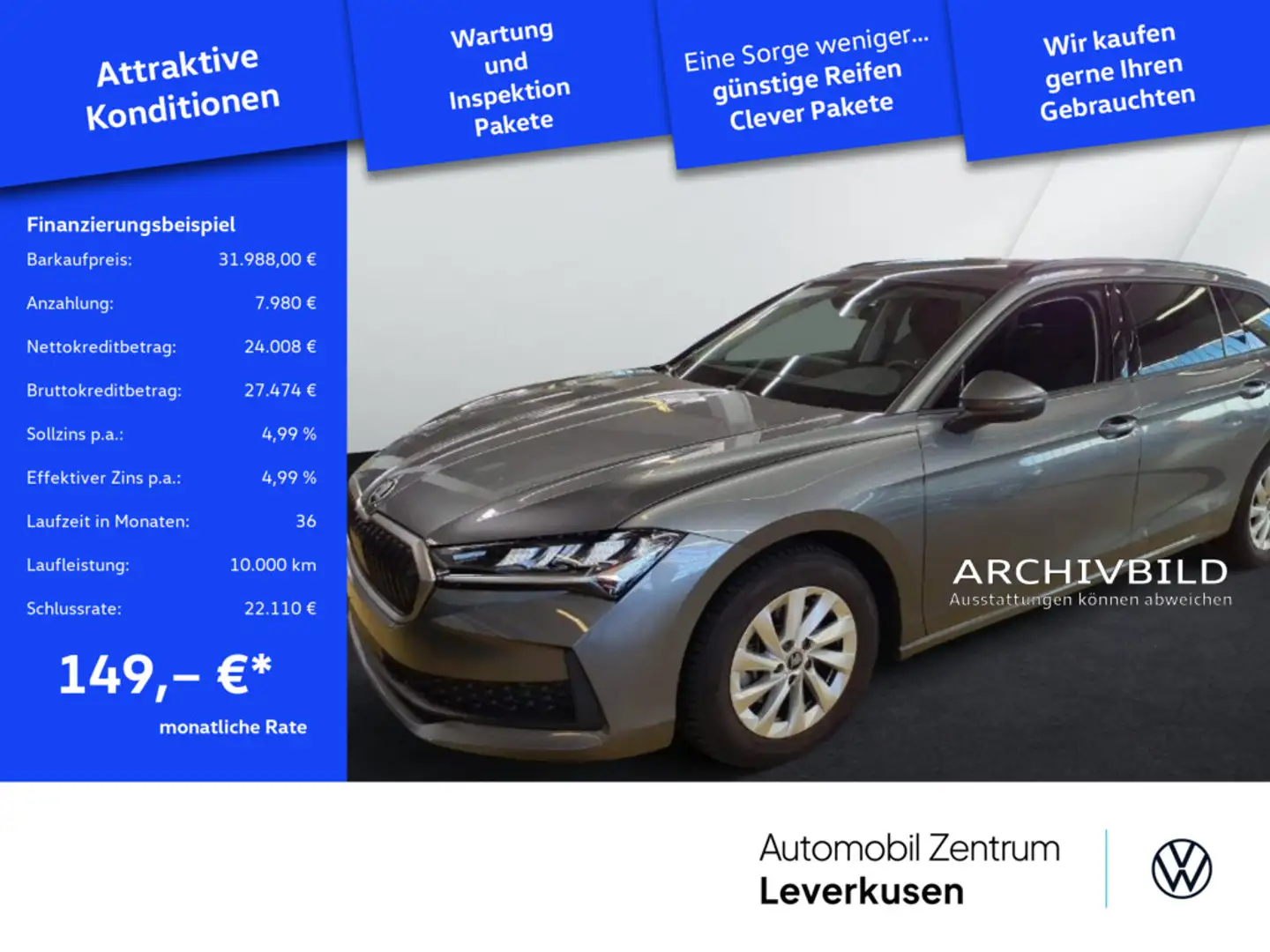 Skoda Superb Essence NAVI VIRT ACC KAM CARPLAY LED Grau - 1