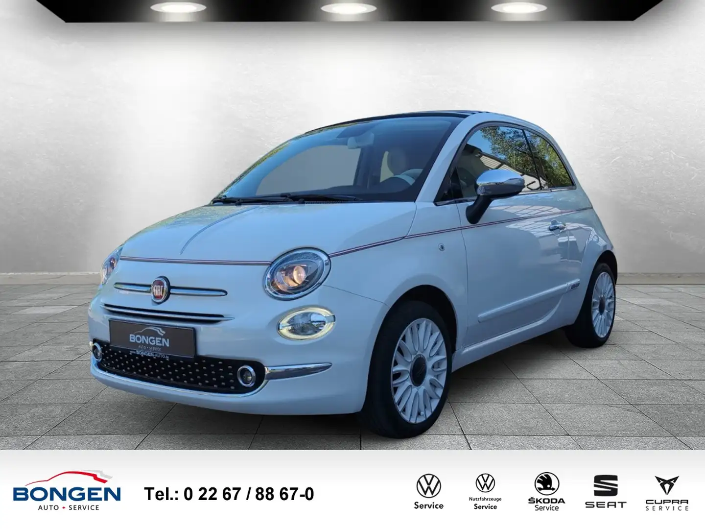 Fiat 500 Cabrio Dolce Vita Leder Einparkhilfe Apple Car Pla Weiß - 1