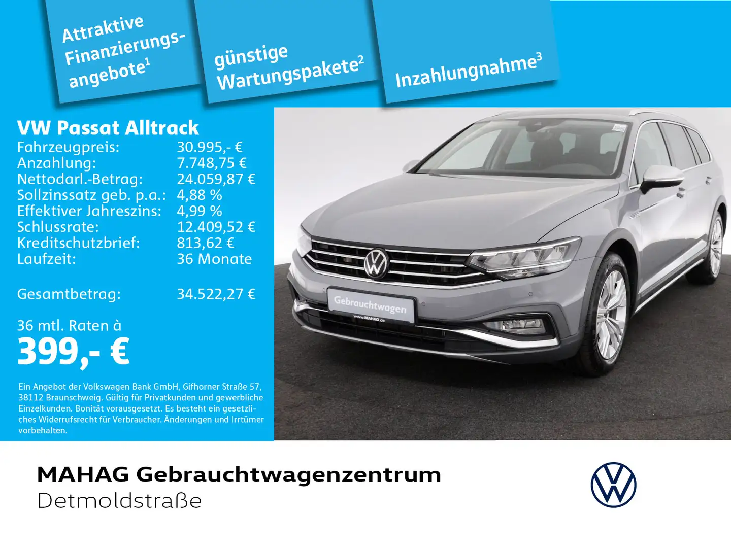 Volkswagen Passat Alltrack 2.0 TDI 4Mot. AHK Navi LED Kamer Grau - 1