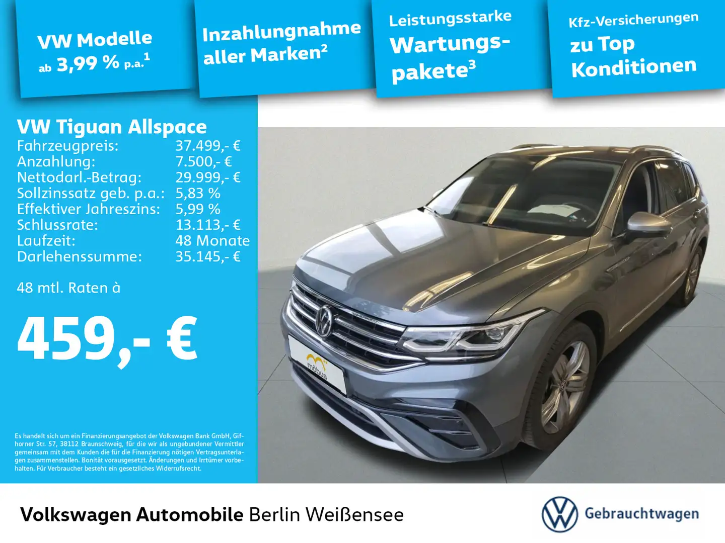 Volkswagen Tiguan Allspace 2.0 TDI Elegance 4Motion*AHK*APP Grau - 1