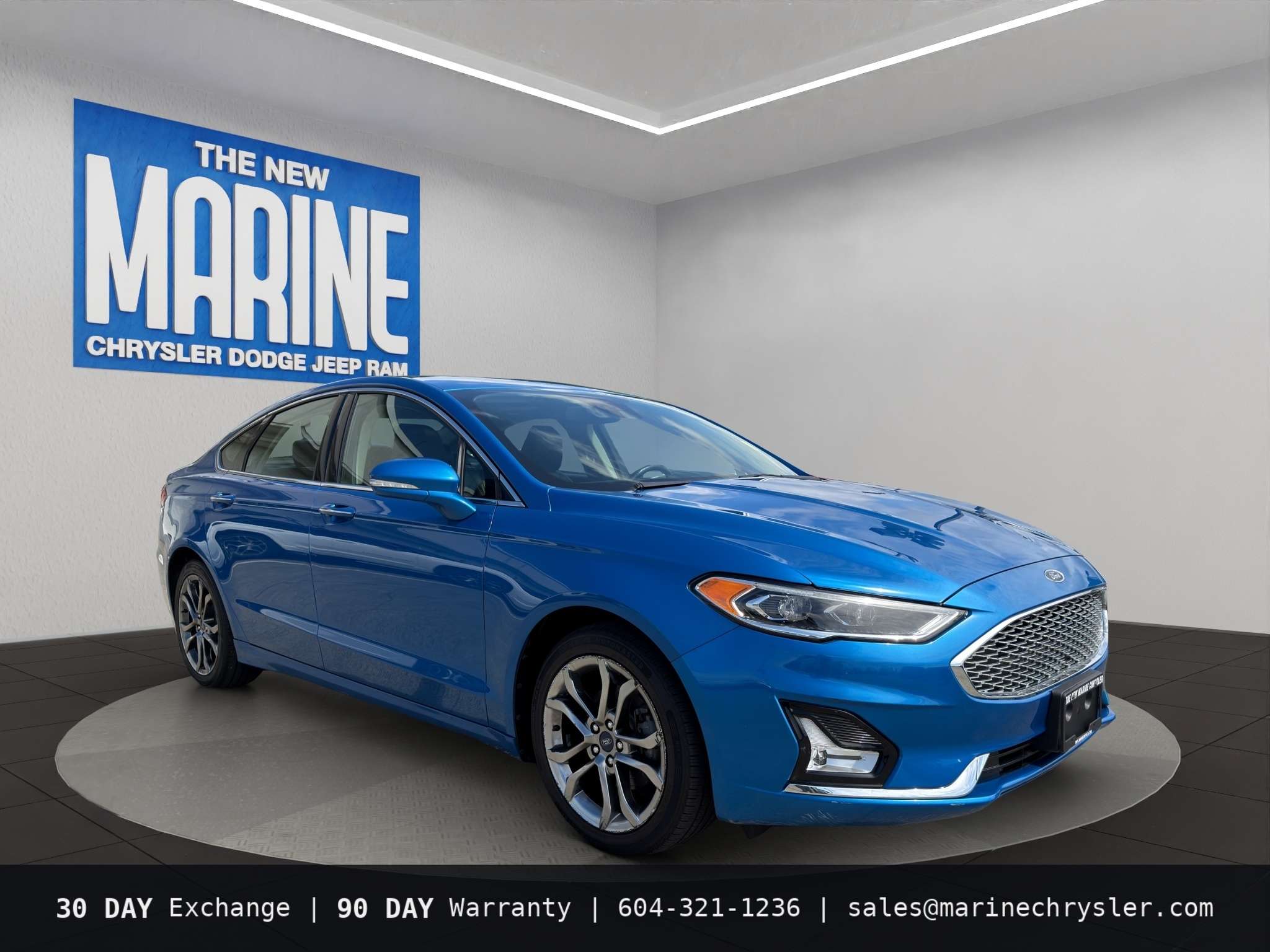 Blue 2020 Ford Fusion Hybrid Sedan Front-Wheel Drive Automatic