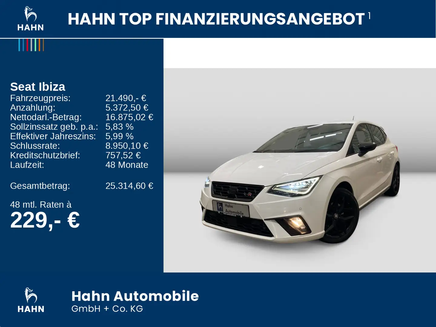 SEAT Ibiza 1.5 TSI DSG FR Navi Kamera Klima LED PDC Weiß - 2