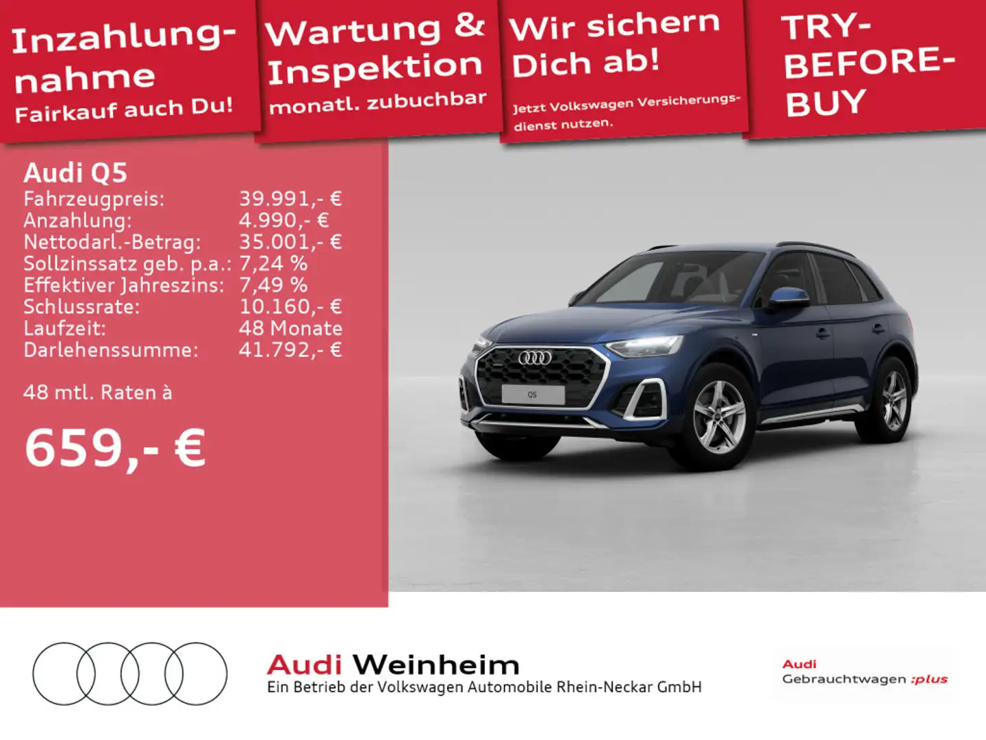 Audi Q5 40 TDI quattro S-Line LED Navi S-tronic Kamer Blauw - 1
