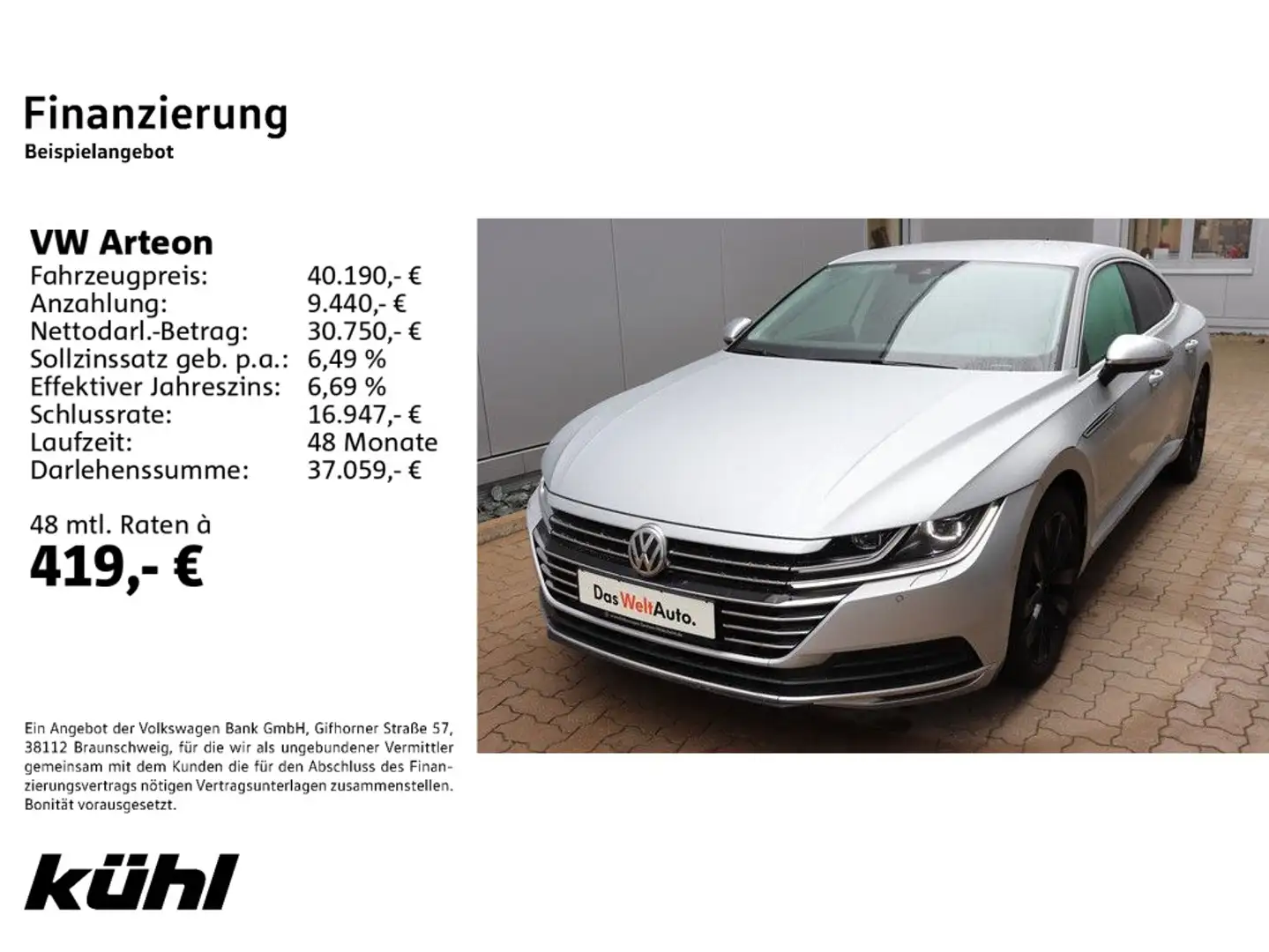 Volkswagen Arteon 2.0 TSI DSG Elegance Navi,Kamera,LED,LM18 Silber - 1