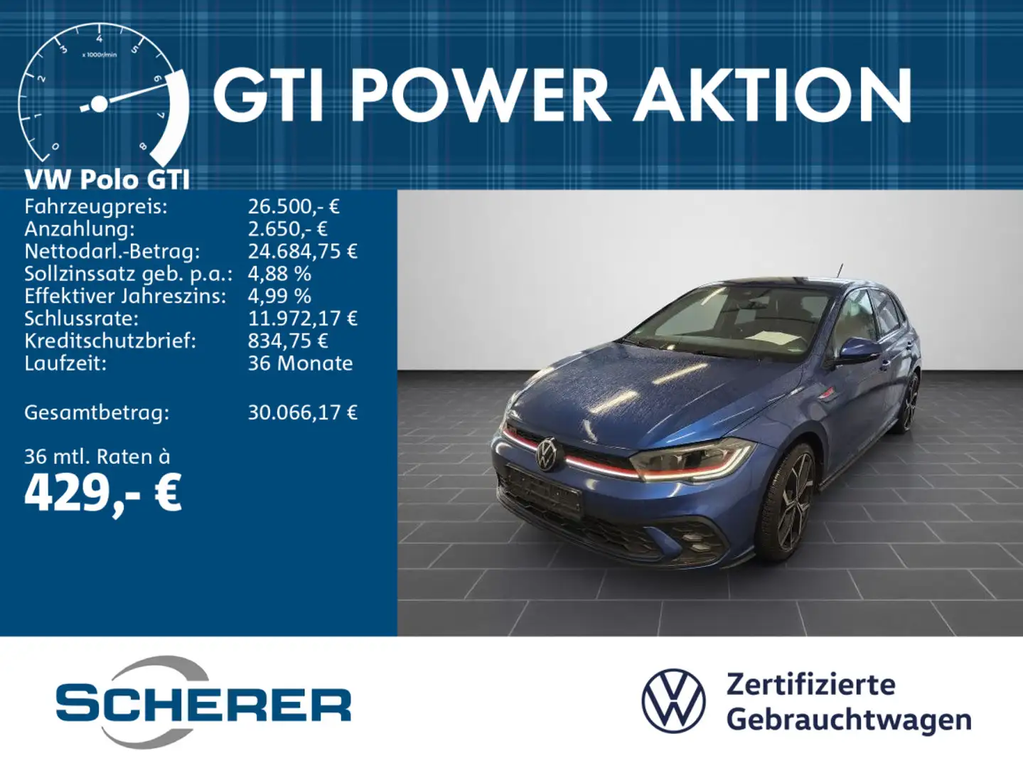 Volkswagen Polo GTI 2.0 TSI DSG, Navi, Sitzh., Kamera, Beat Blau - 1