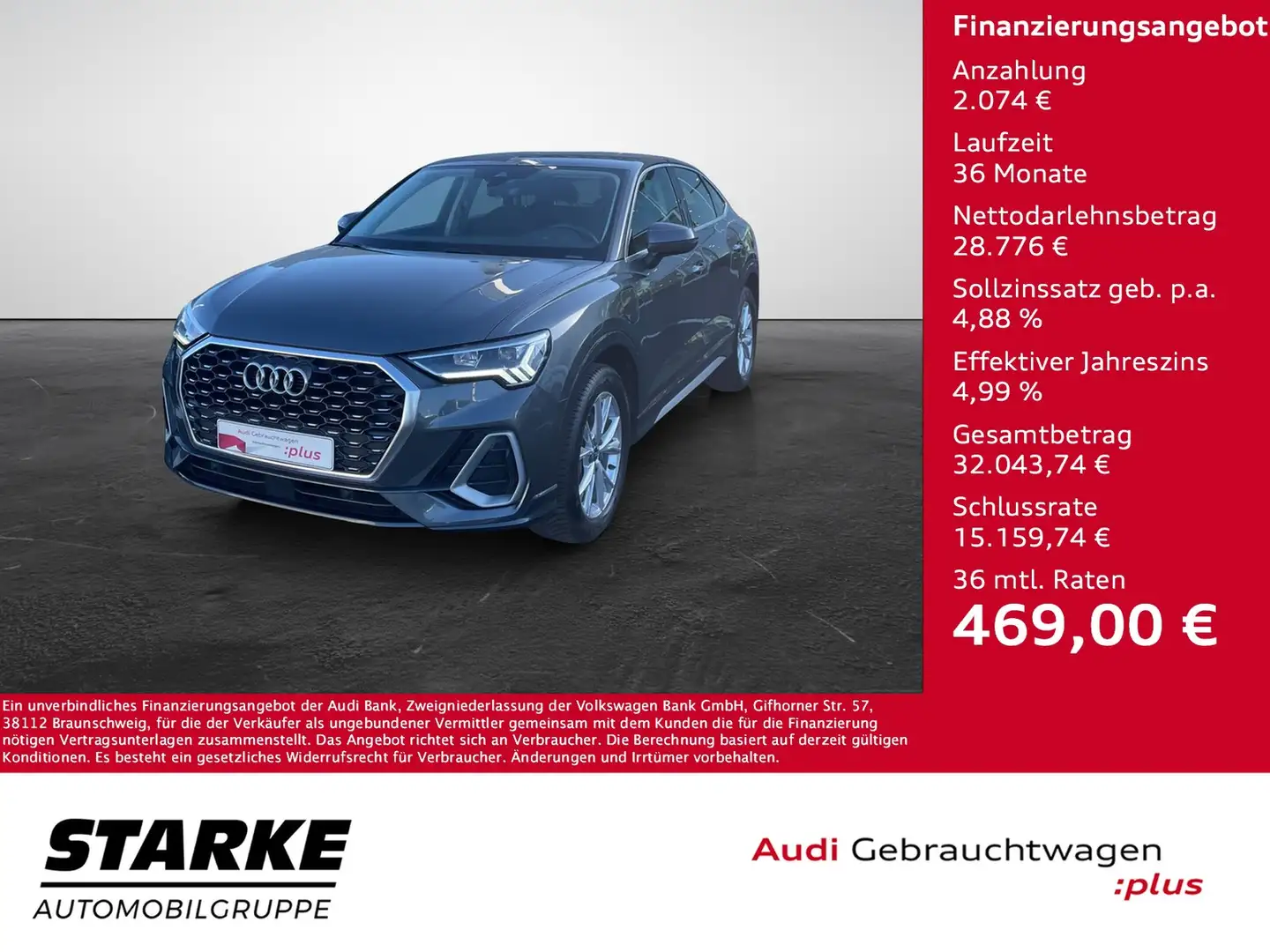 Audi Q3 Sportback 45 TFSI e S tronic S line Grau - 1