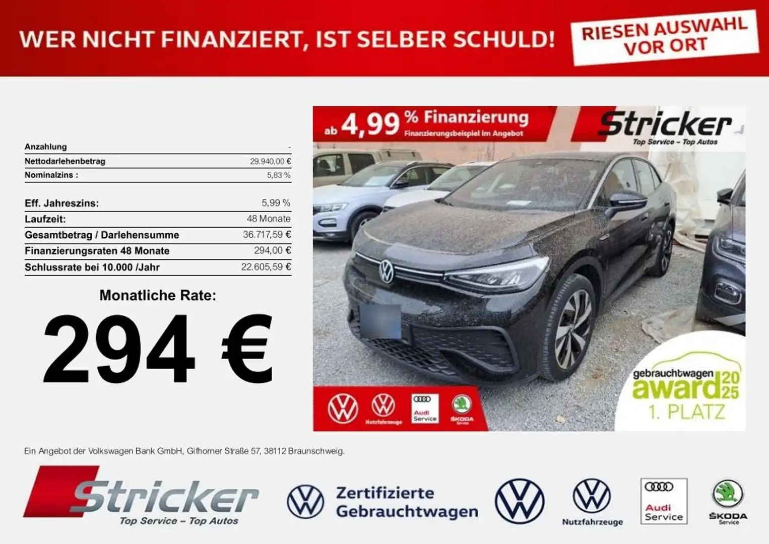 Volkswagen ID.5 Pro Performance 150/77 294,-ohne Anzahlung Navi A Noir - 2