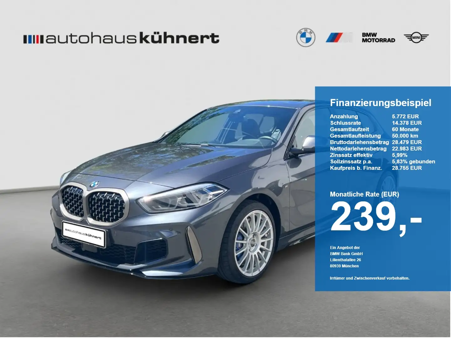 BMW M1 i xDrive ad. Fw. Apple PanoSD SpurAss Temp. Grau - 1