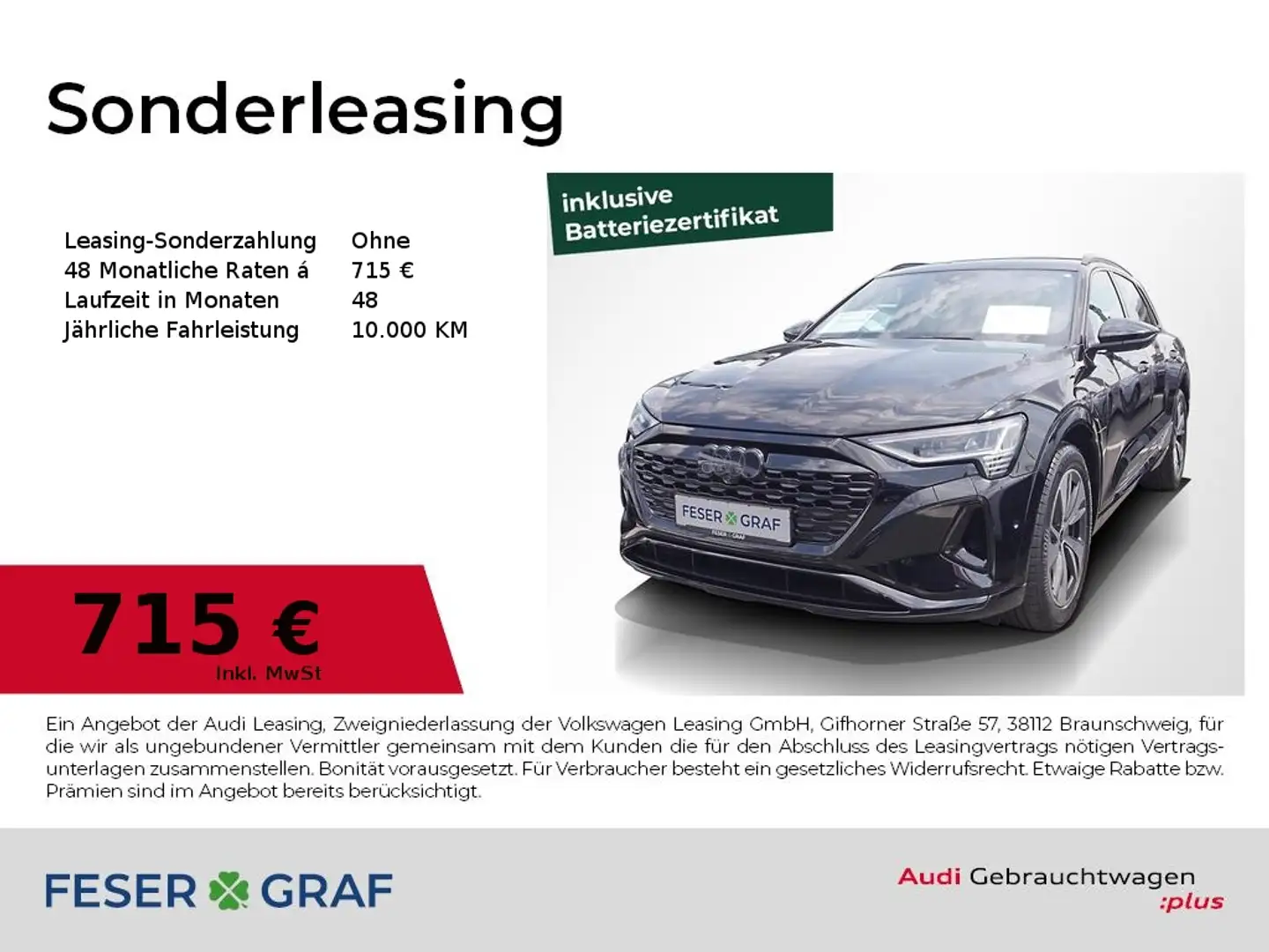Audi Q8 e-tron 55 qu S line Int. HuD Matrix Navi 360° Schwarz - 1