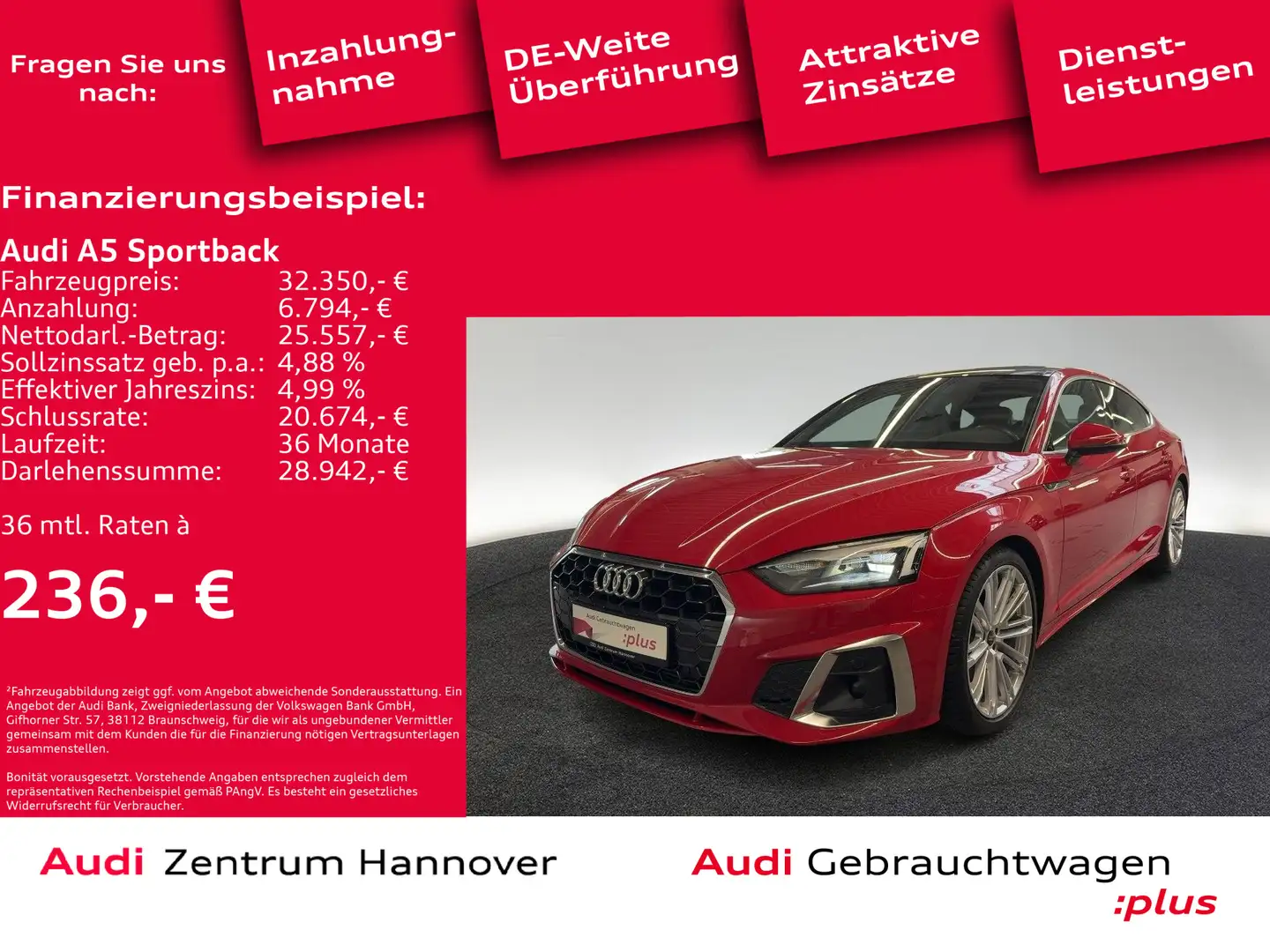 Audi A5 35 TFSI S line Pano Kamera Leder Na Rot - 2