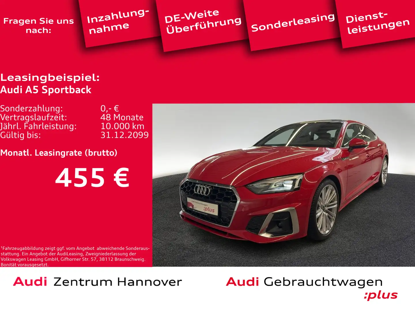 Audi A5 35 TFSI S line Pano Kamera Leder Na Rot - 1