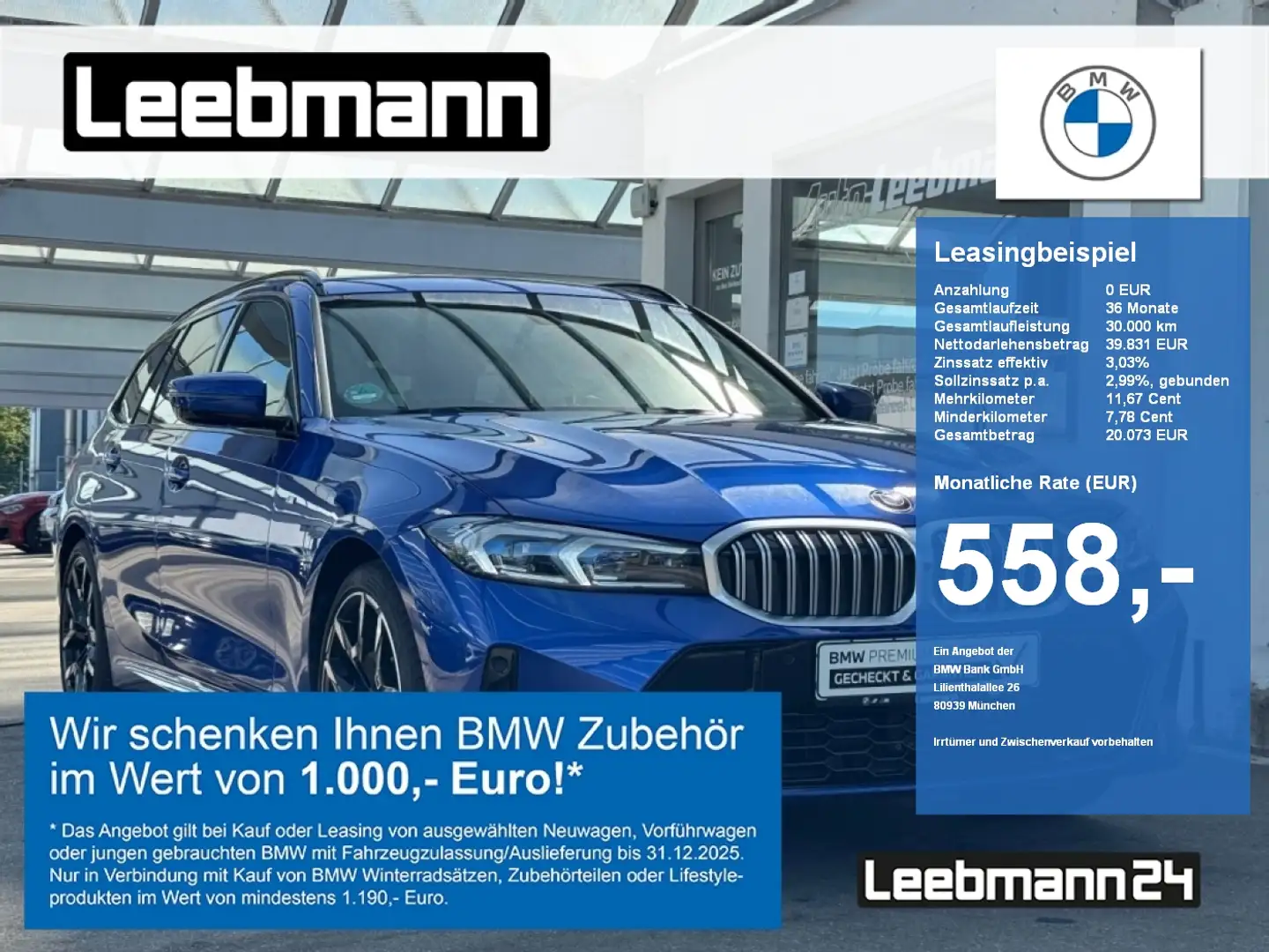 BMW 320 d xDrive Tour. M-Sport AHK GARANTIE bis 02/30 Bleu - 1