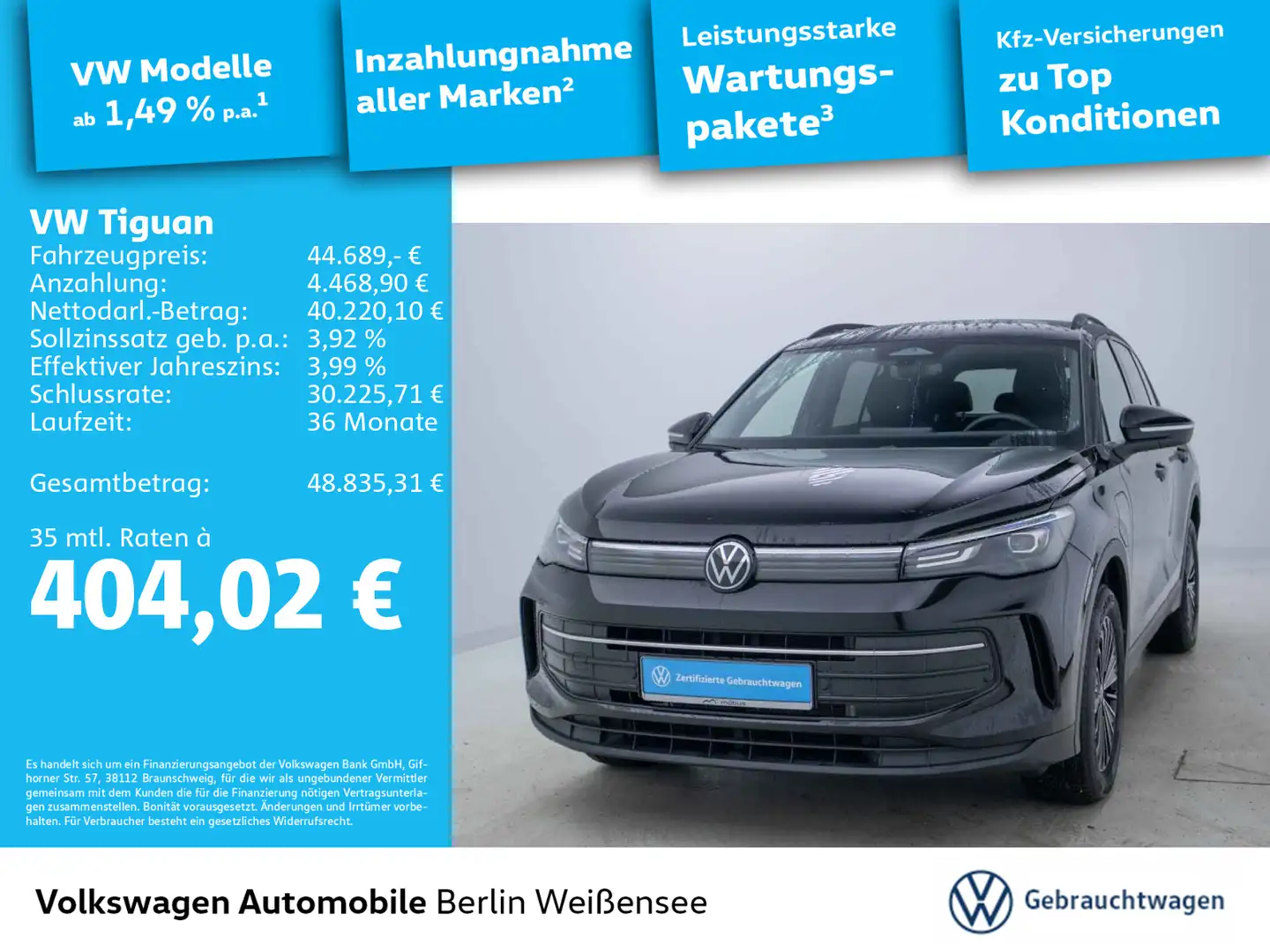 Volkswagen Tiguan 1.5 TSI eHybrid Life *DSG*APP*AHK*NAV*DCC Schwarz - 1