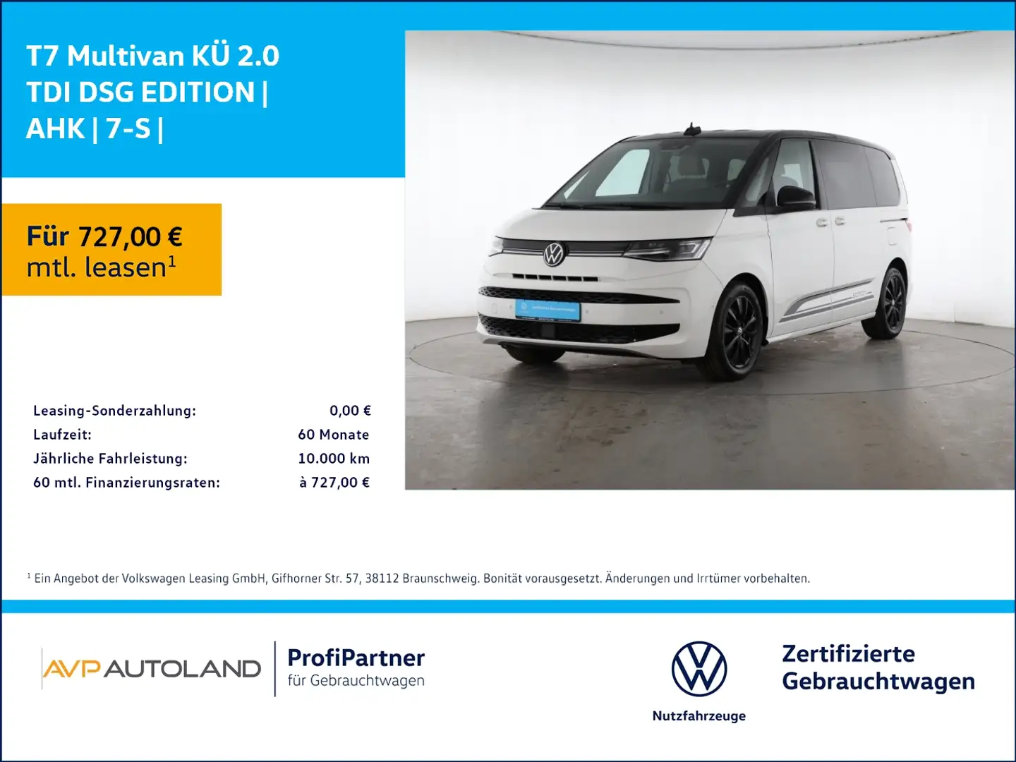 Volkswagen T7 Multivan KÜ 2.0 TDI DSG EDITION | AHK | 7-S | Schwarz - 1