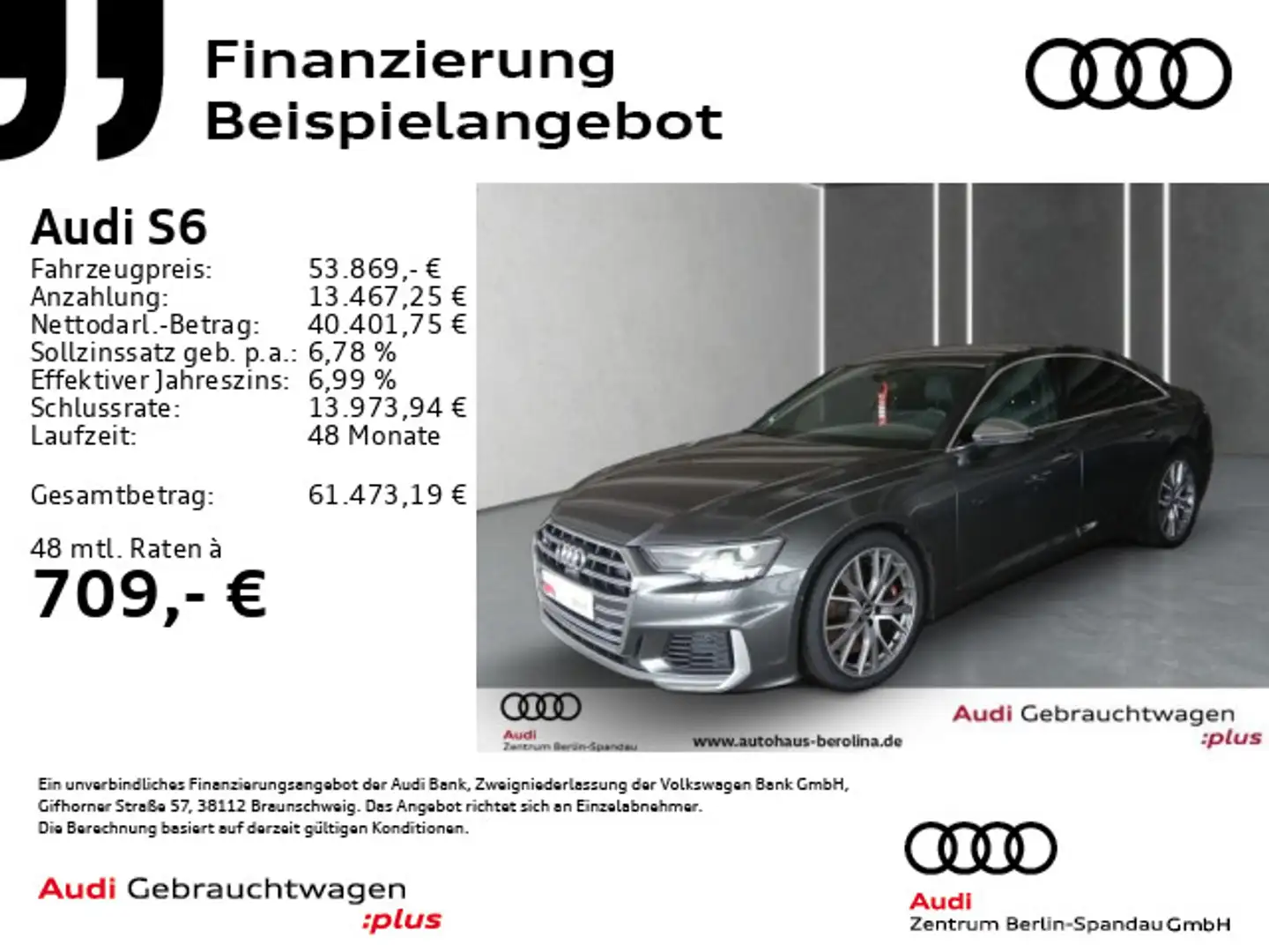 Audi S6 S6 Lim. *360°*NAV+*Virt.C+*PDC+*GRA*SHZ* Grau - 1