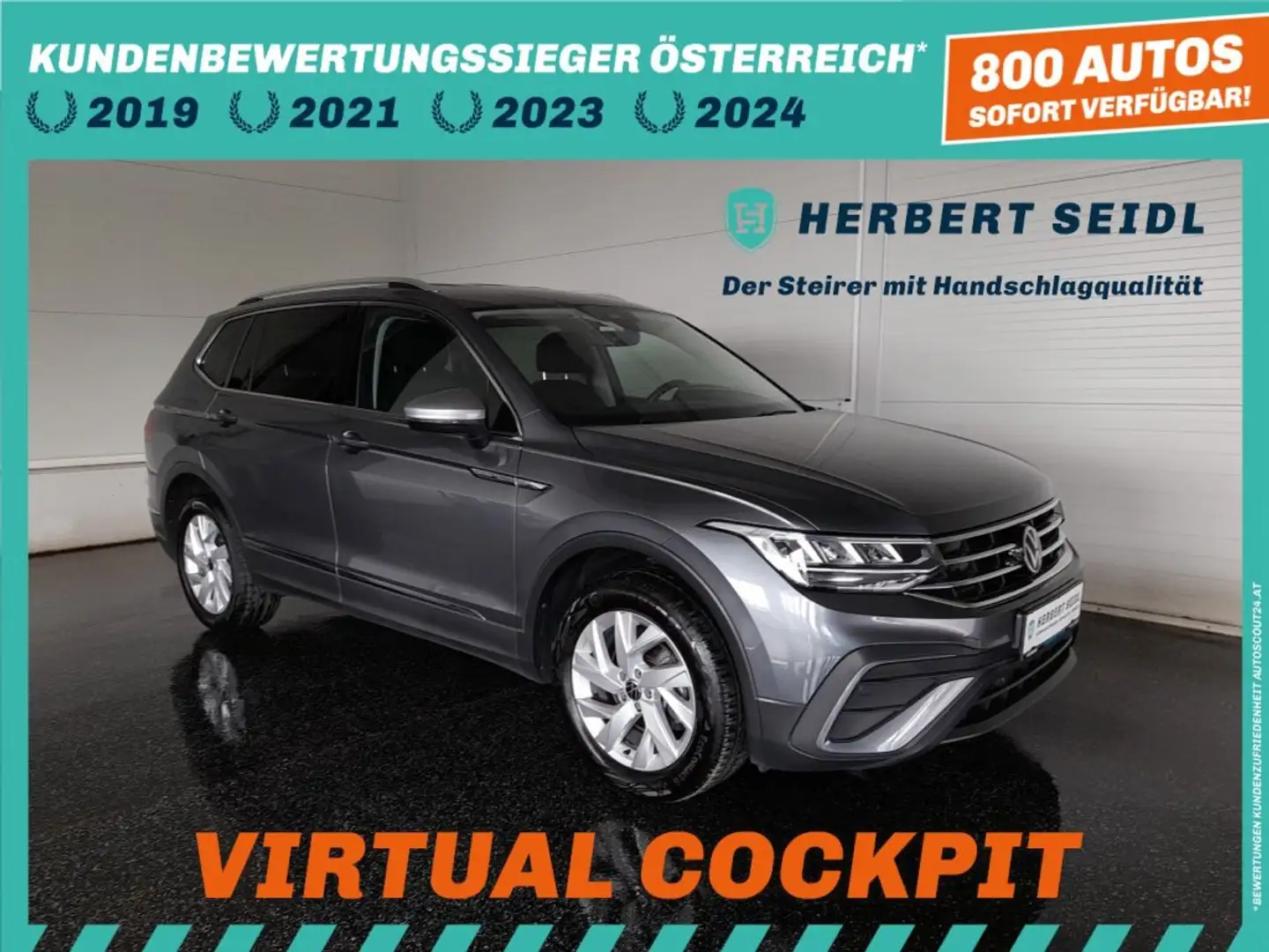 Volkswagen Tiguan Allspace LIFE 2,0 TDI DSG *LED MIT FLA / HEAD-UP / VIRTUELL PRO / NAVI / AHV / ACC / E-KLAPPE / VERKEHRSZEICHENASSIST* Grau - 1