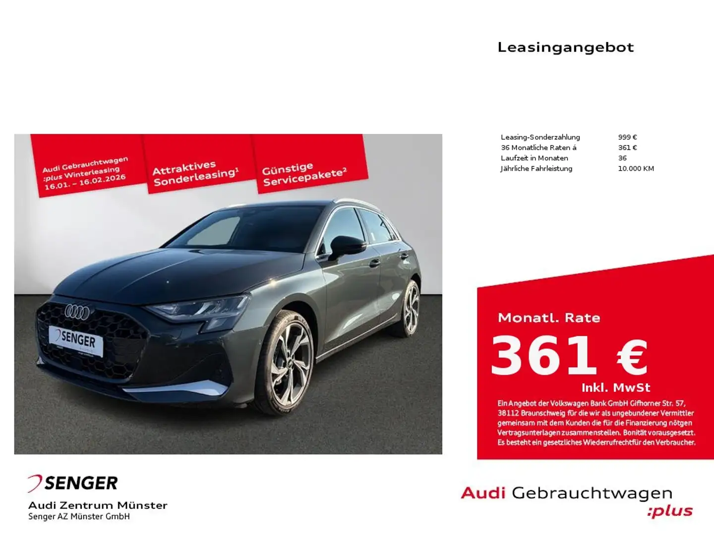 Audi A3 30 TFSI advanced Standhzg. MMI LED Grau - 1