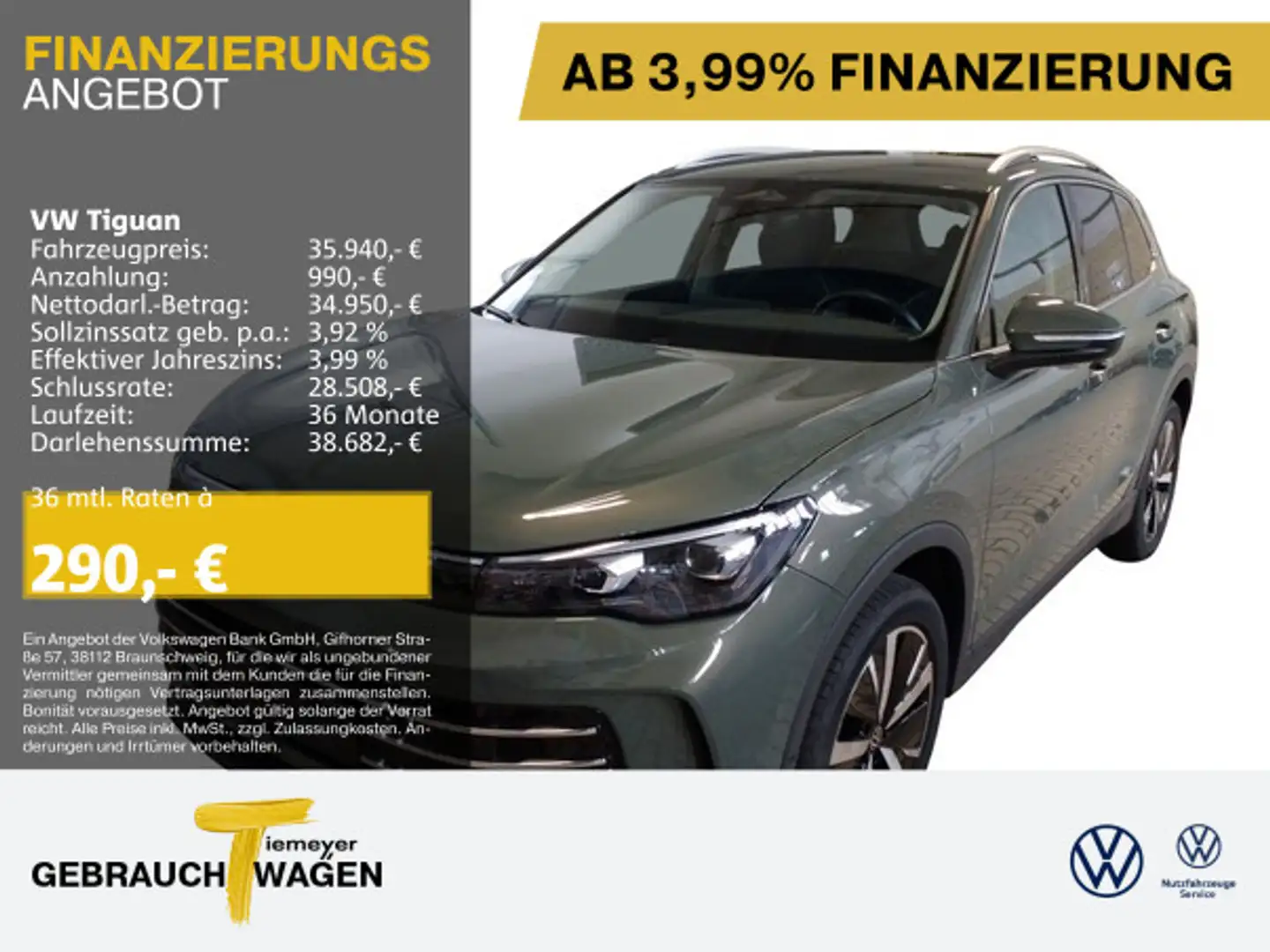 Volkswagen Tiguan 1.5 eTSI DSG ELEGANCE LM19 AHK NAVI 360 Grün - 1