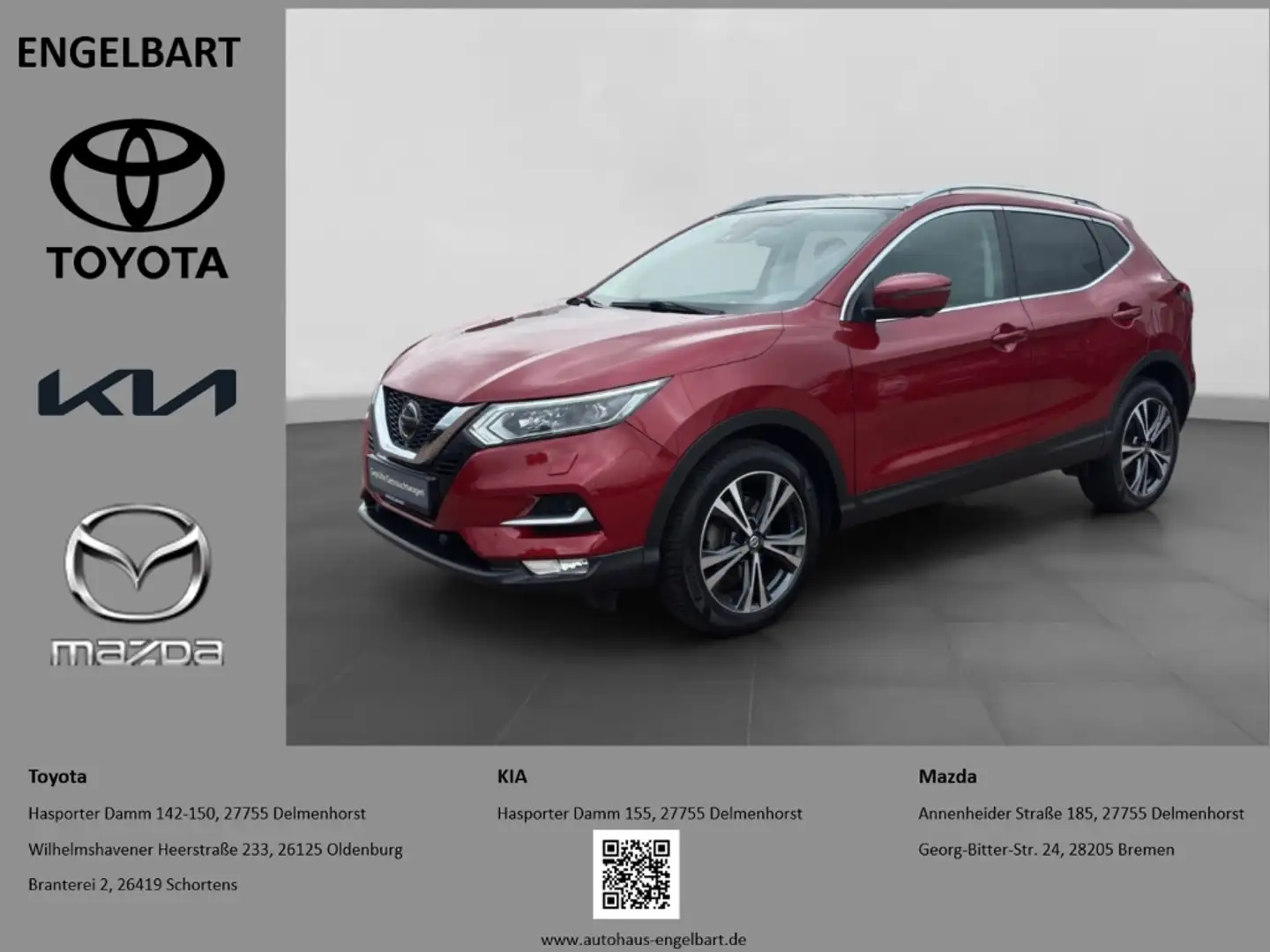 Nissan Qashqai N-Connecta 1.3 DIG-T Panoramadach Navi 360 Kamera Rouge - 1