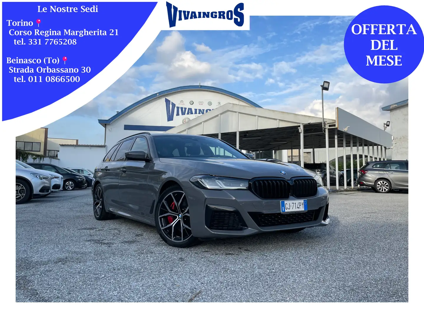 BMW 520 D Touring 2.0 Mhev 190CV Msport / AUTO ITALIANA Gris - 1