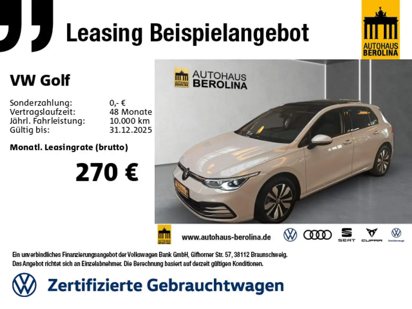 Volkswagen Golf VIII 1.0 eTSI Move DSG *PANO*StdHz*AHK*ACC* Weiß - 1
