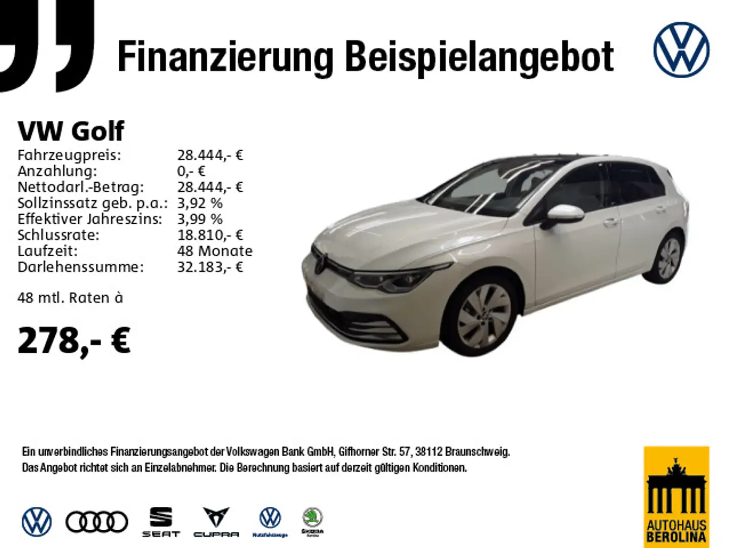 Volkswagen Golf VIII 1.0 eTSI Move DSG *PANO*StdHz*AHK*ACC* Weiß - 1